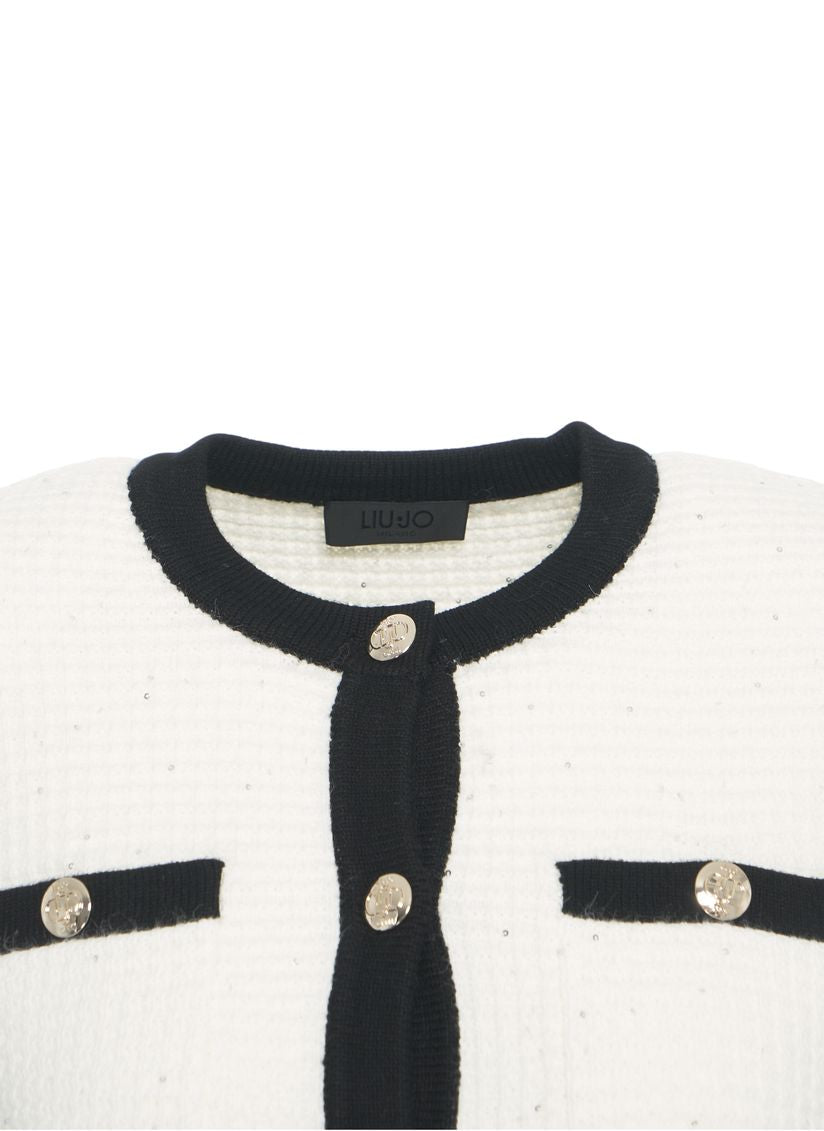 LIU JO Glamorous Cropped Tweed Blazer with Glitter Finish