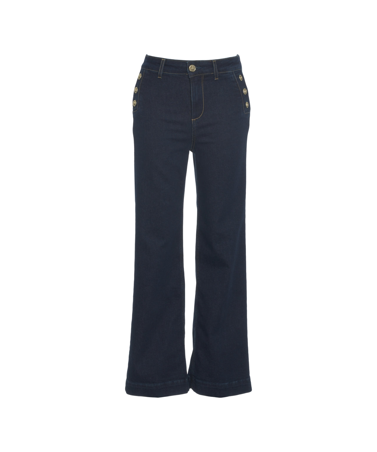 LIU JO High-Waist Straight Cut Jeans with Decorative Buttons