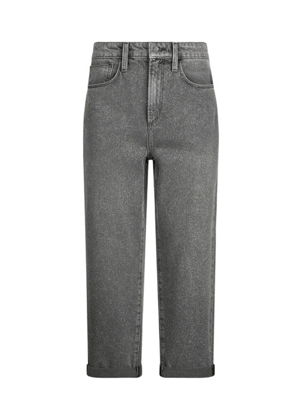 LIU JO Cropped Glitter Jeans for Women - High Waist Straight Leg