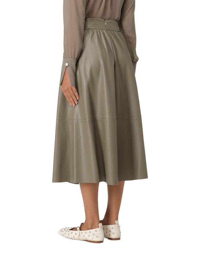 LIU JO Chic Longuette Skirt with Pearls and Ruffled Hem