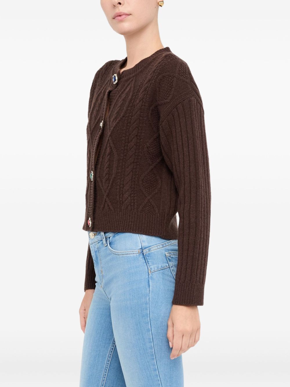 LIU JO WHITE Cropped Cable Knit Cardigan for Women