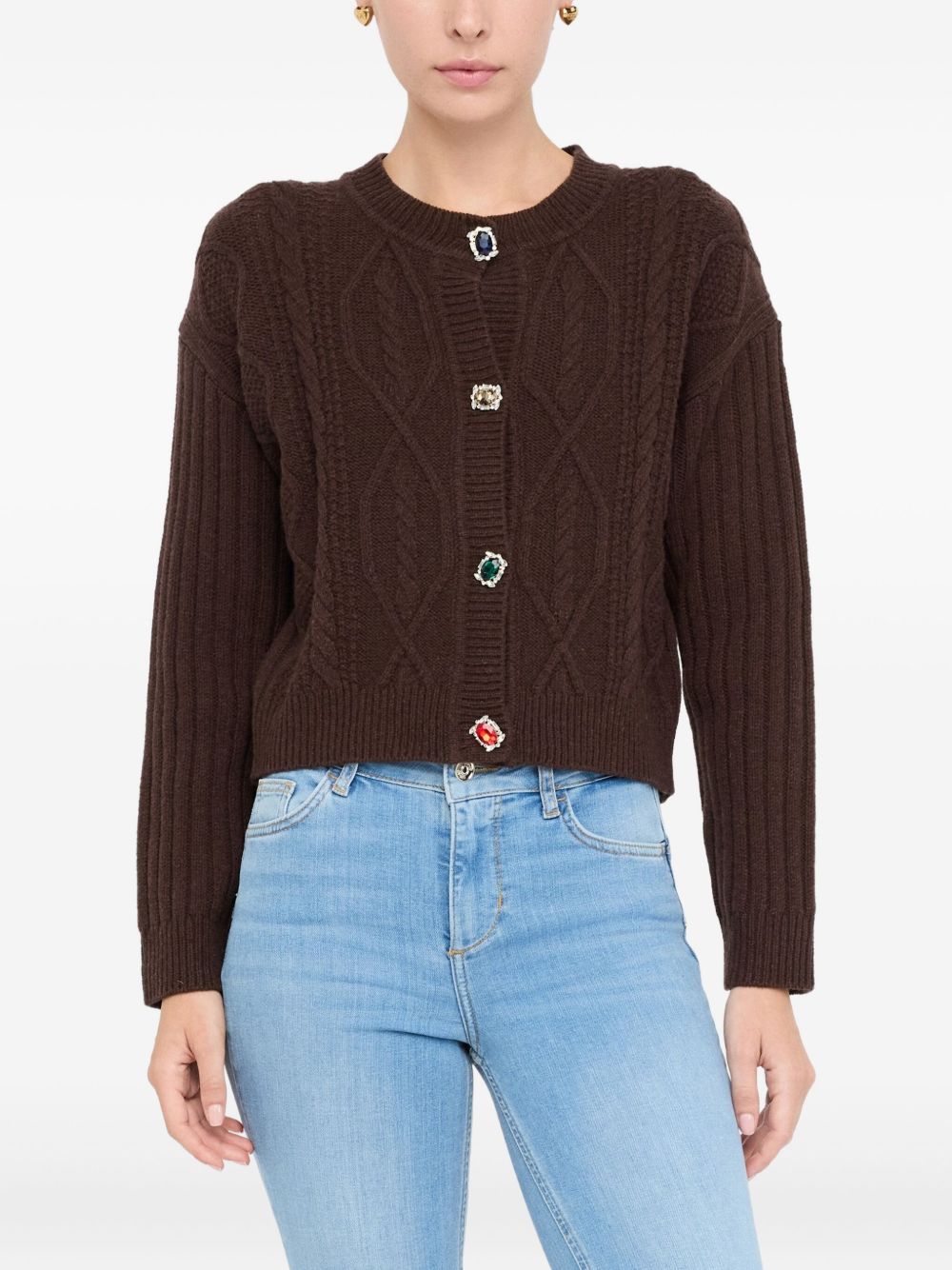 LIU JO WHITE Cropped Cable Knit Cardigan for Women
