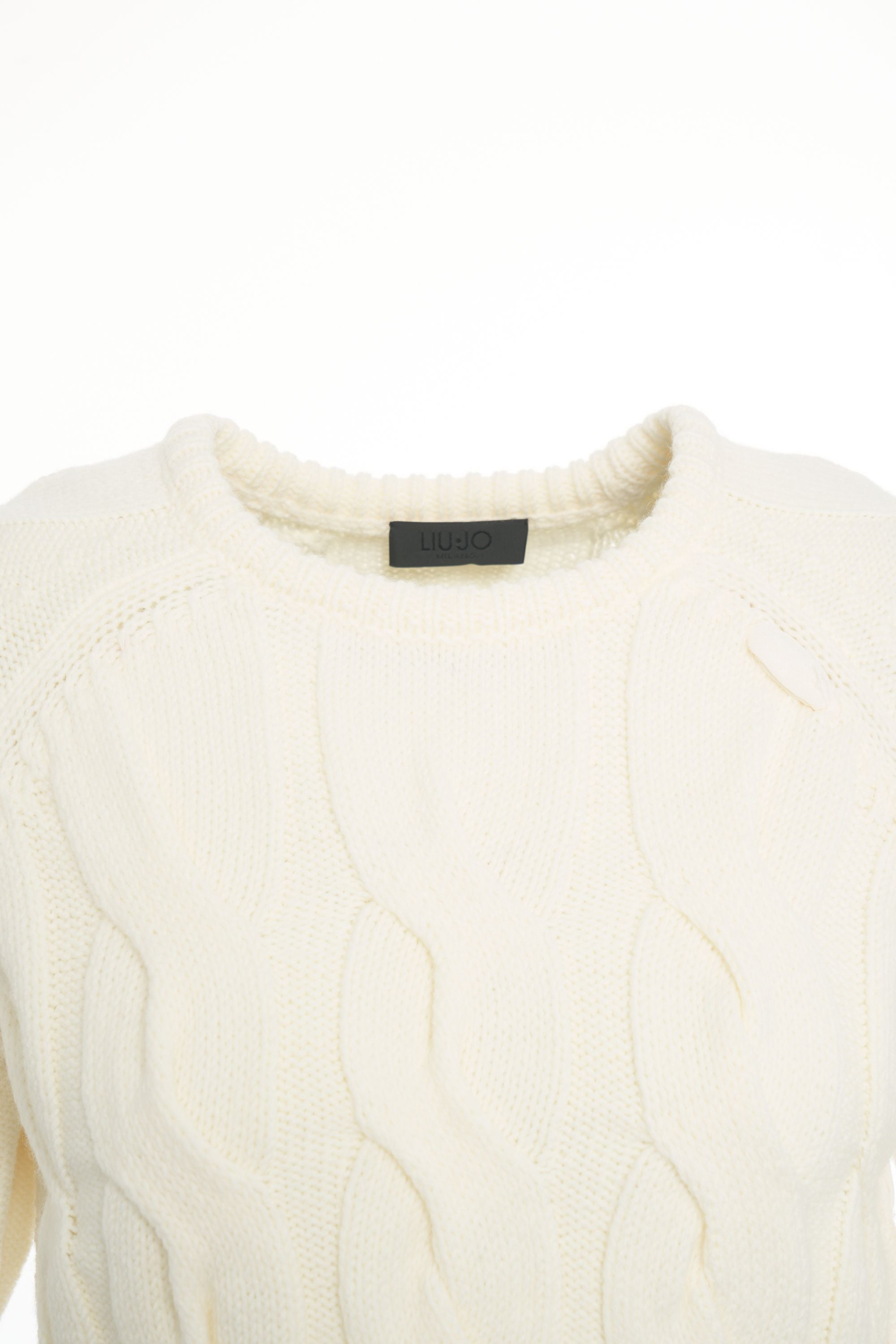 LIU JO Elegant Cable Knit Pullover with Short Sleeves