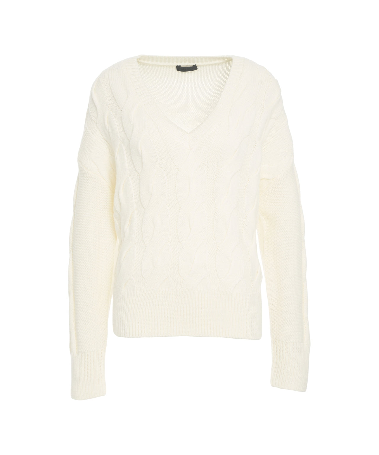LIU JO Cable-Knit Sweater with V-Neck for Women