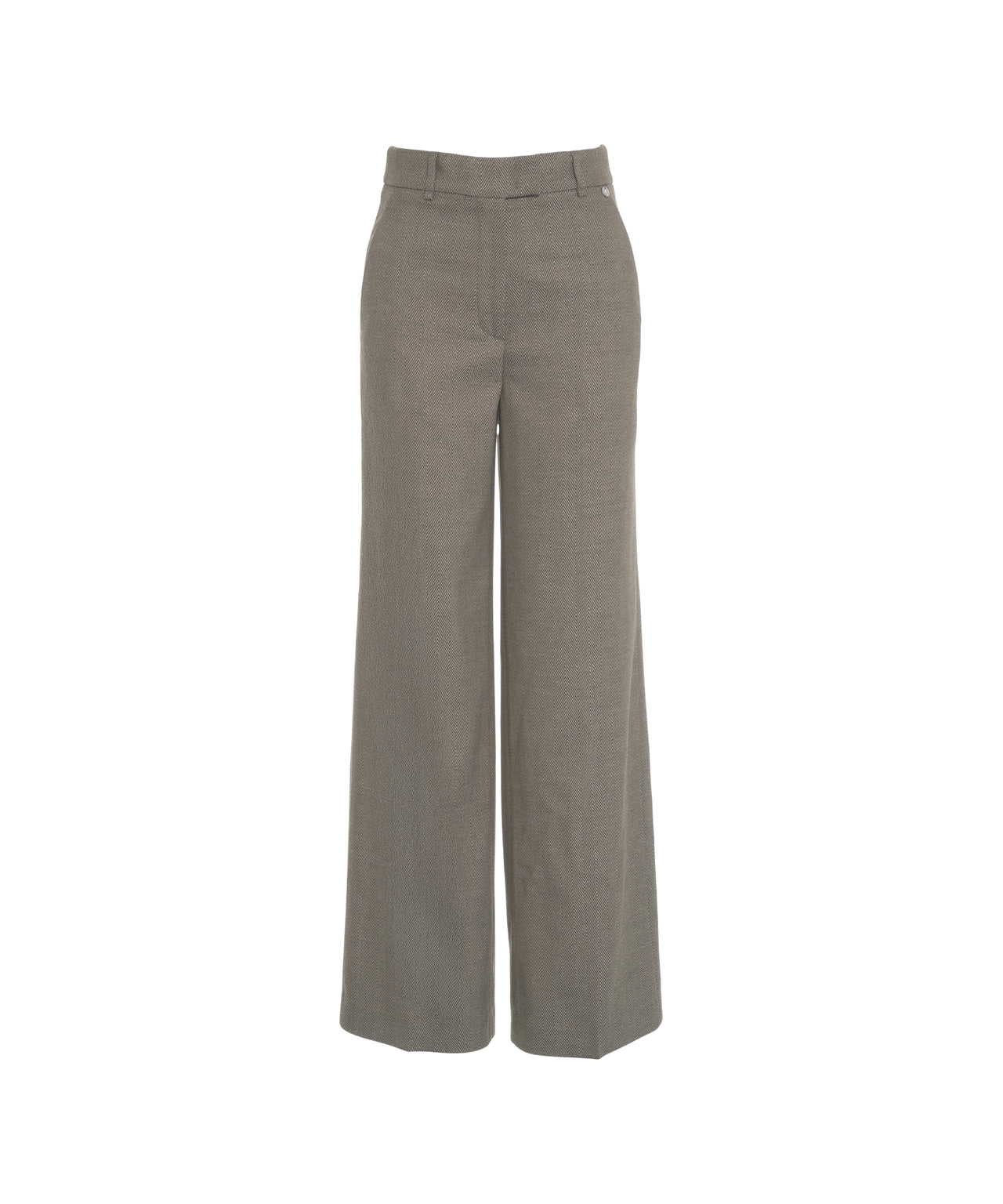 LIU JO High-Waist Wide-Leg Trousers with Chevron Pattern