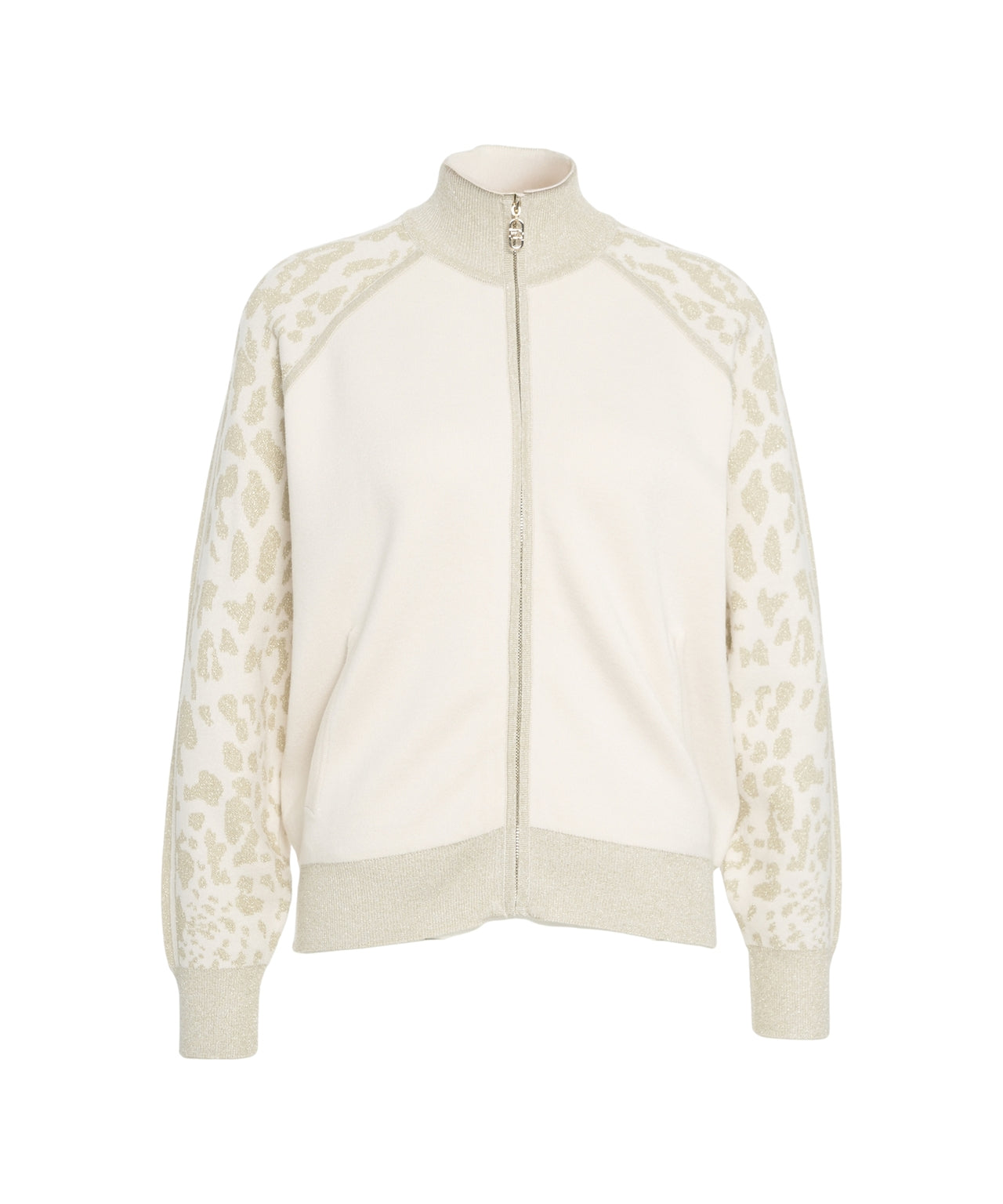 LIU JO Animal Print Full Zip Sweatshirt with High Collar for Women