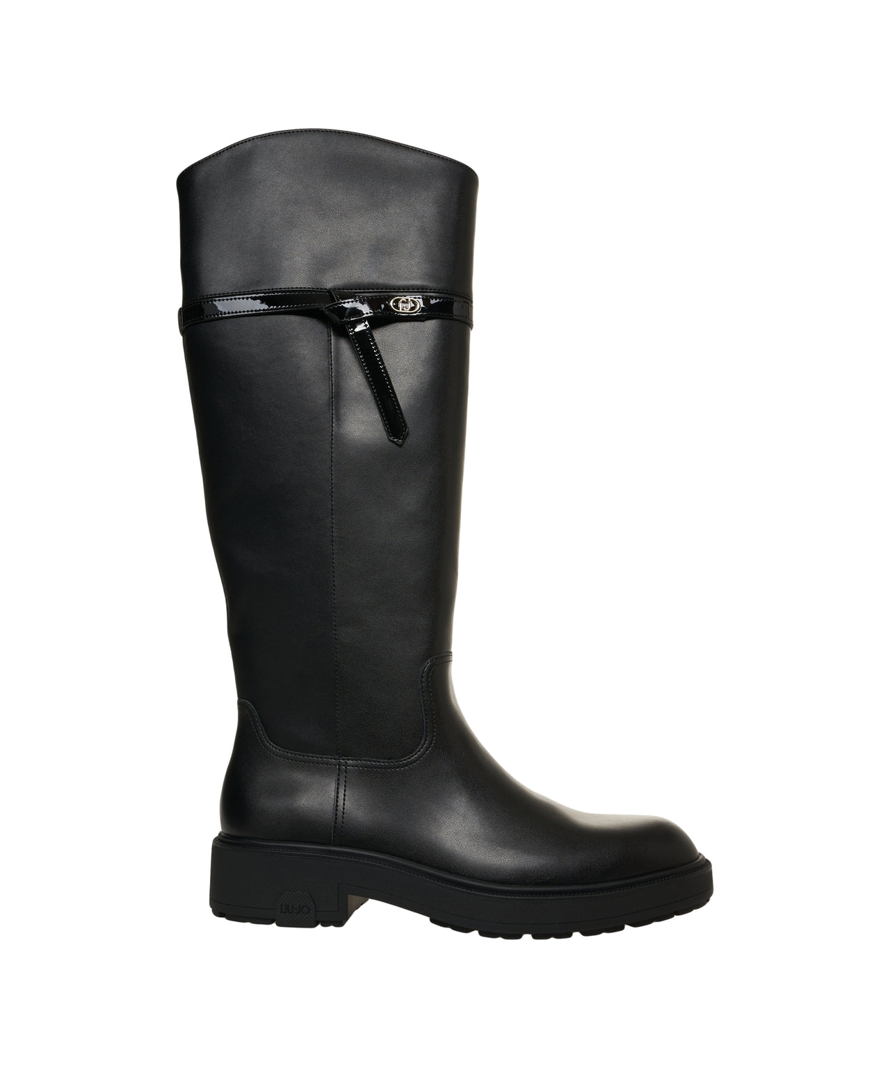 LIU JO Knee-High Leather Boots with Modern Armored Sole