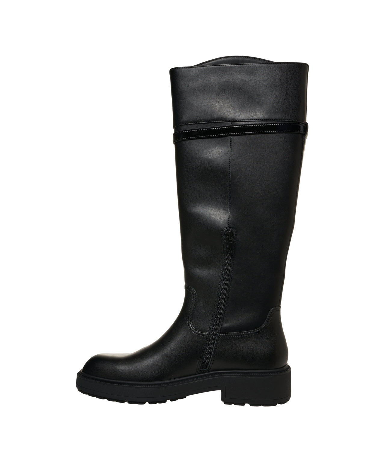 LIU JO Knee-High Leather Boots with Modern Armored Sole