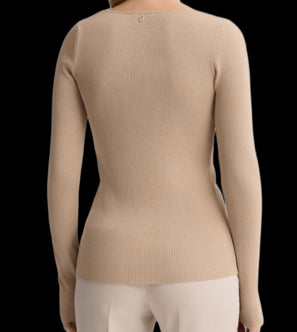 LIU JO WHITE Stylish V-Neck Long Sleeve Sweatshirt