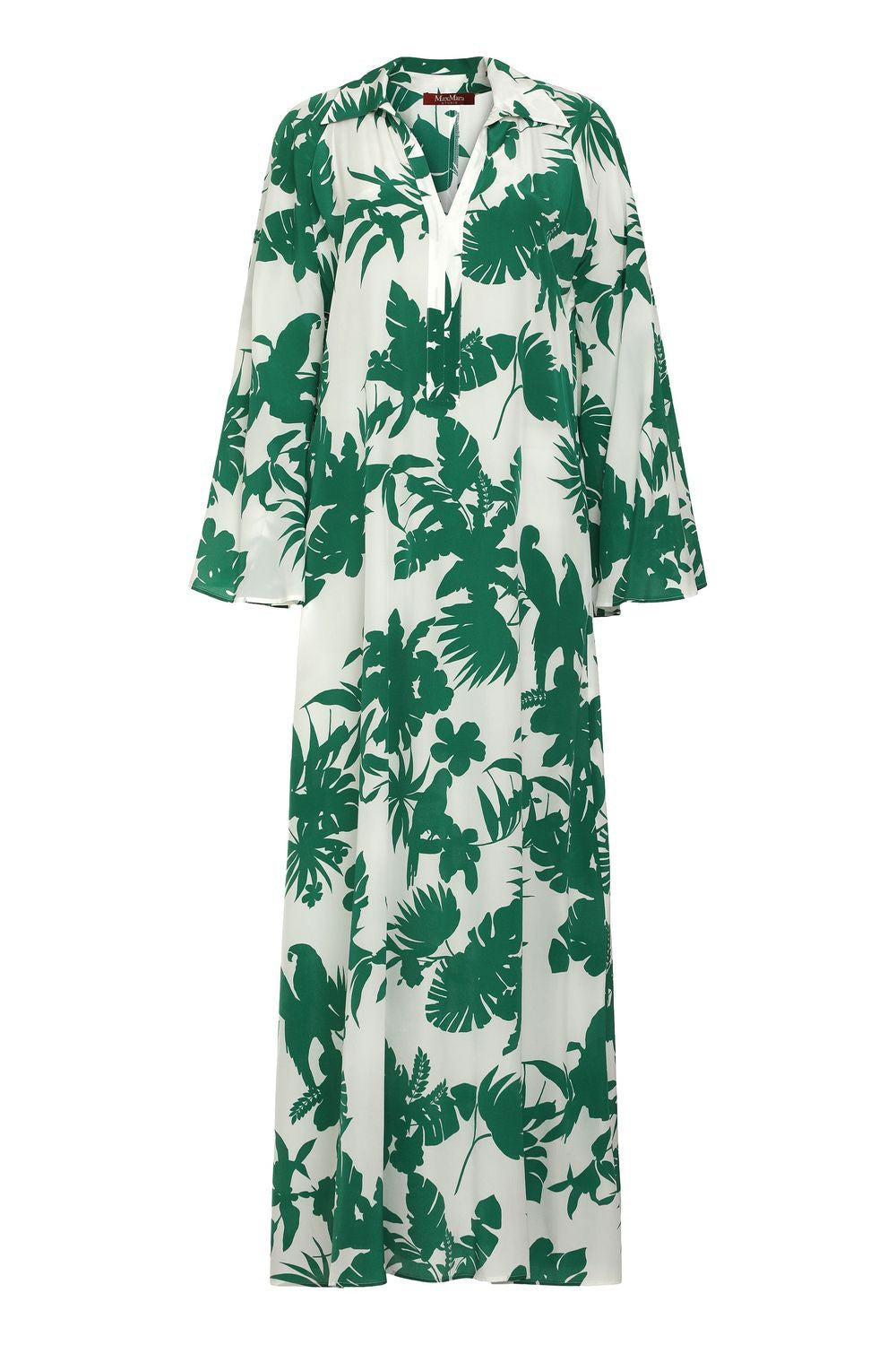 MAX MARA STUDIO Silk Printed Dress with Shirt Style Collar
