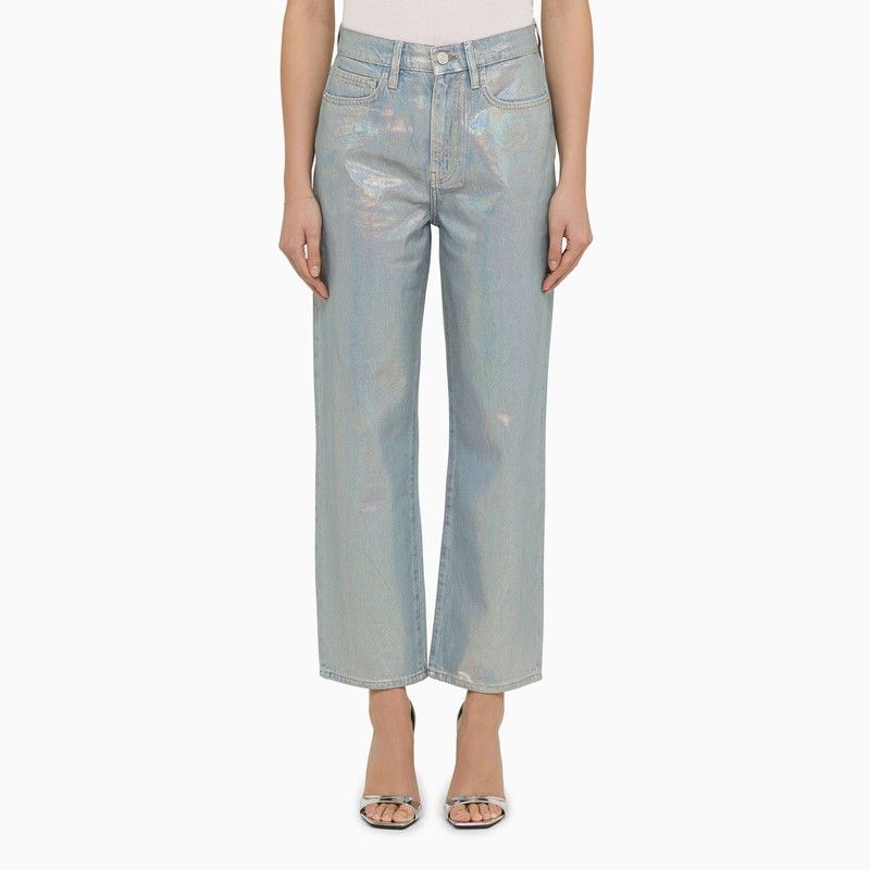 FRAME Cropped Straight Jeans in Hologram Denim