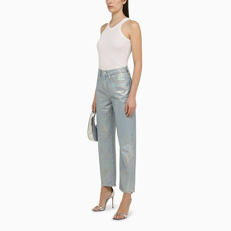 FRAME Cropped Straight Jeans in Hologram Denim