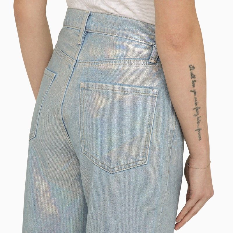 FRAME Cropped Straight Jeans in Hologram Denim