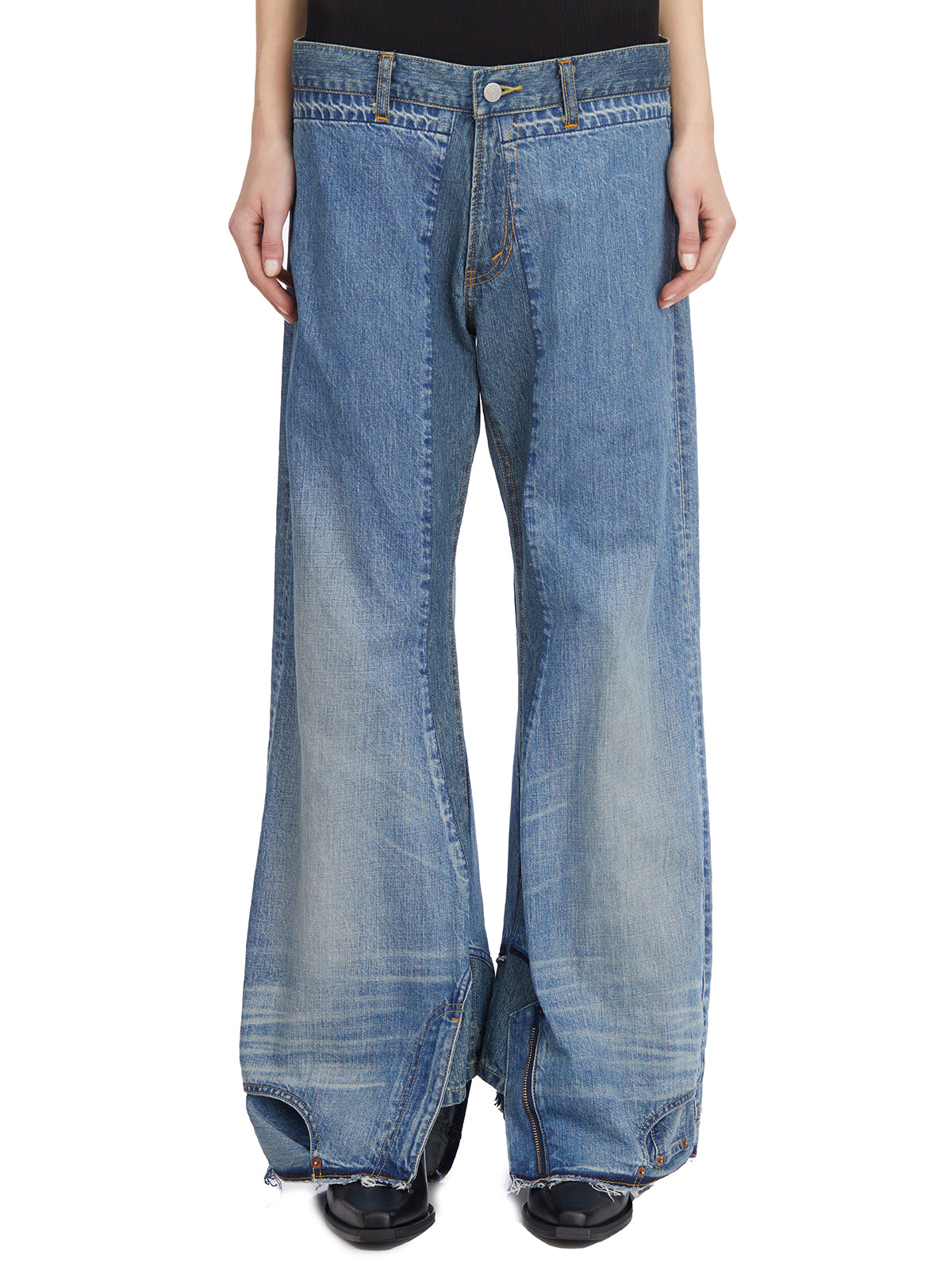 JUNYA WATANABE Reconstructed Flared Denim Pants - Size S