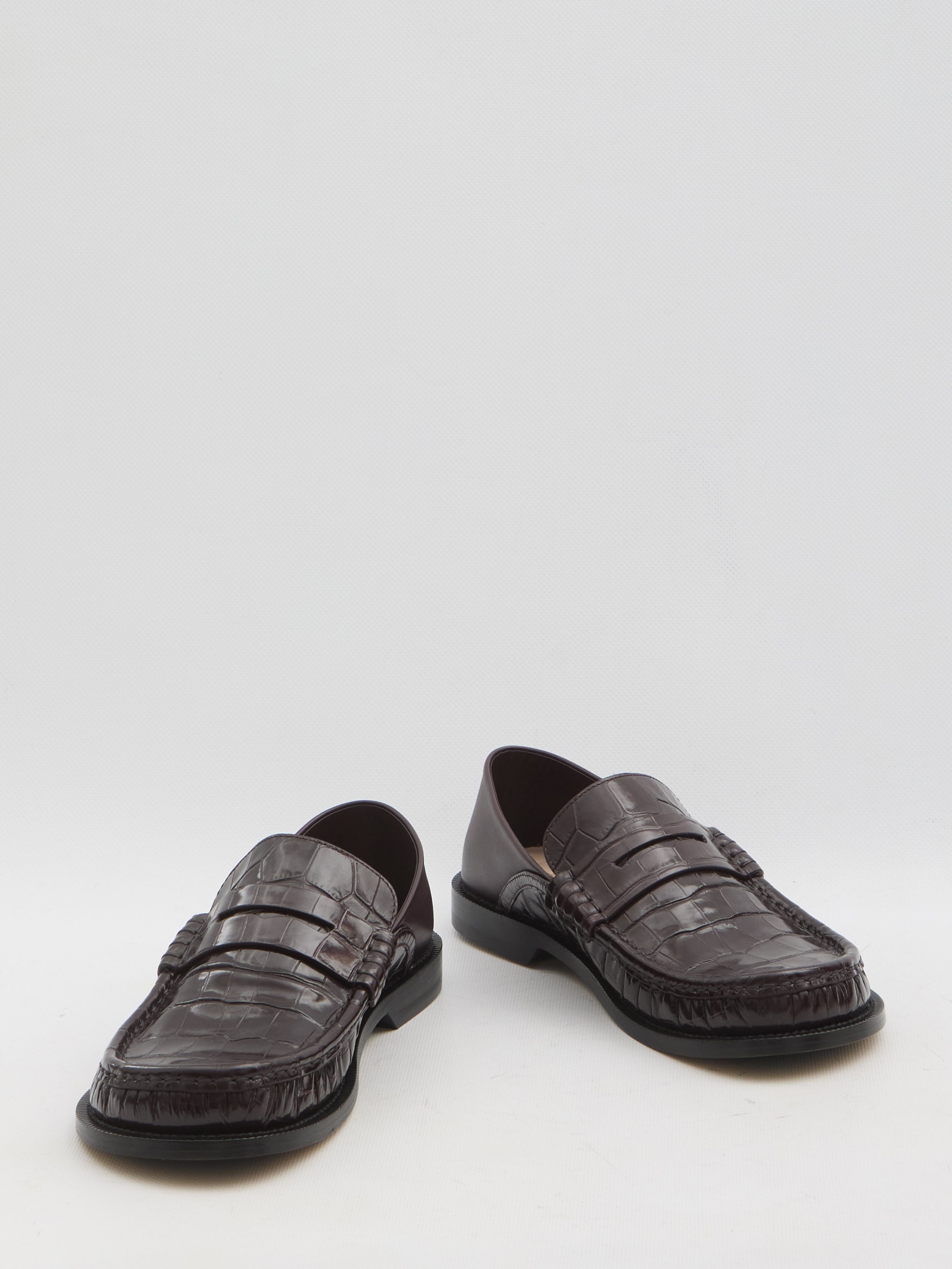 LOEWE Smooth & Crocodile-Effect Moccasins - Women’s Foldable Flats