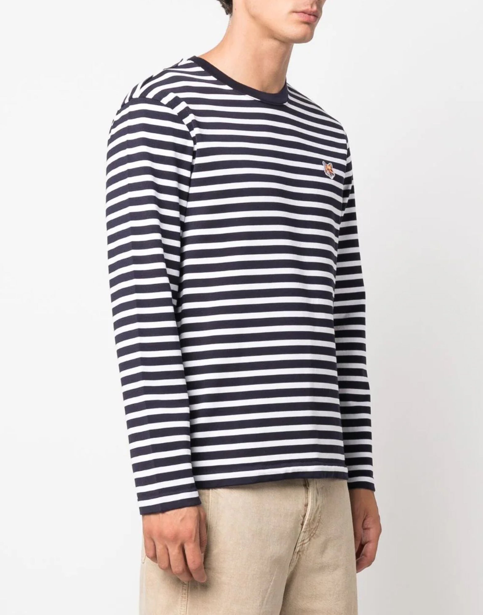 MAISON KITSUNÉ Striped Logo Long Sleeve T-Shirt