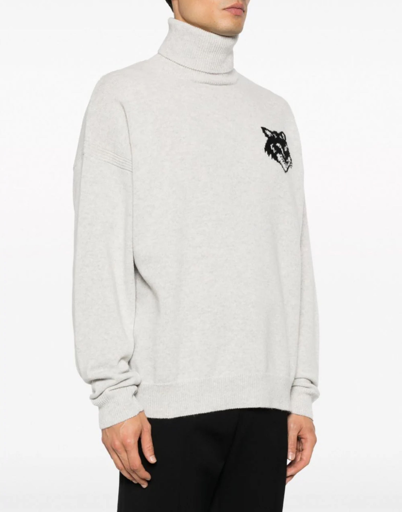 MAISON KITSUNÉ Fox Head Intarsia Logo Turtleneck Sweater - Men's