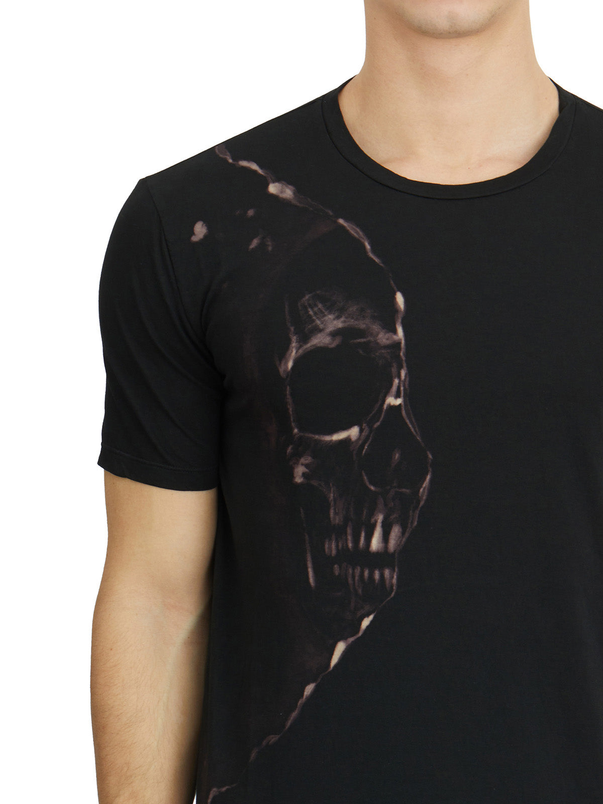 MD75 Slim Fit Crew Neck Cotton T-Shirt with Skull Print - Size M