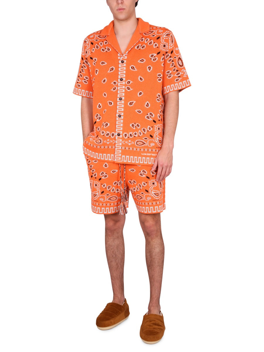 ALANUI Men's Jacquard Shirt with Bowling Collar