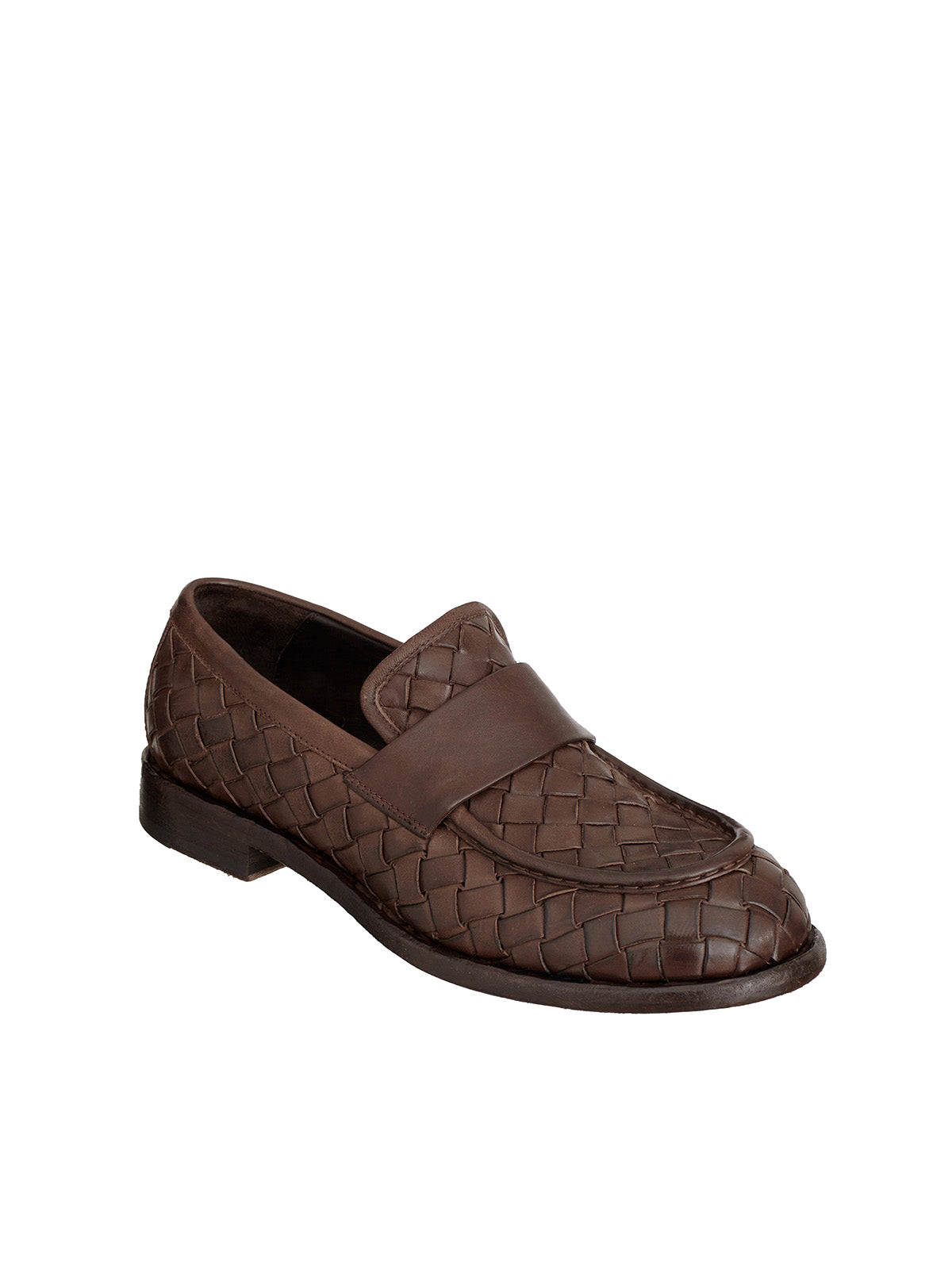 OFFICINE CREATIVE Rugged Woven Leather Moccasins for Men