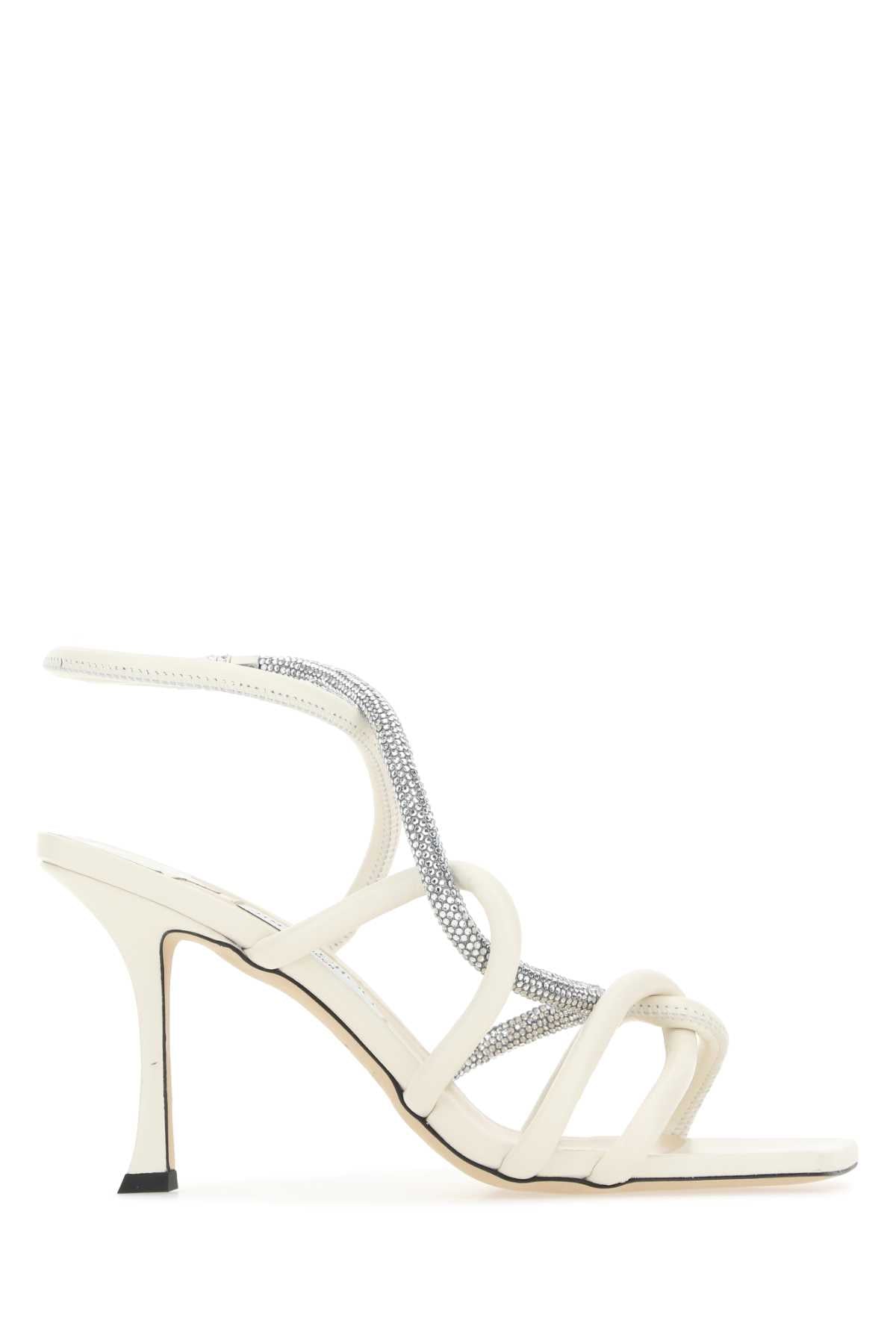 JIMMY CHOO Ivory Leather Lonnie 90 Sandals
