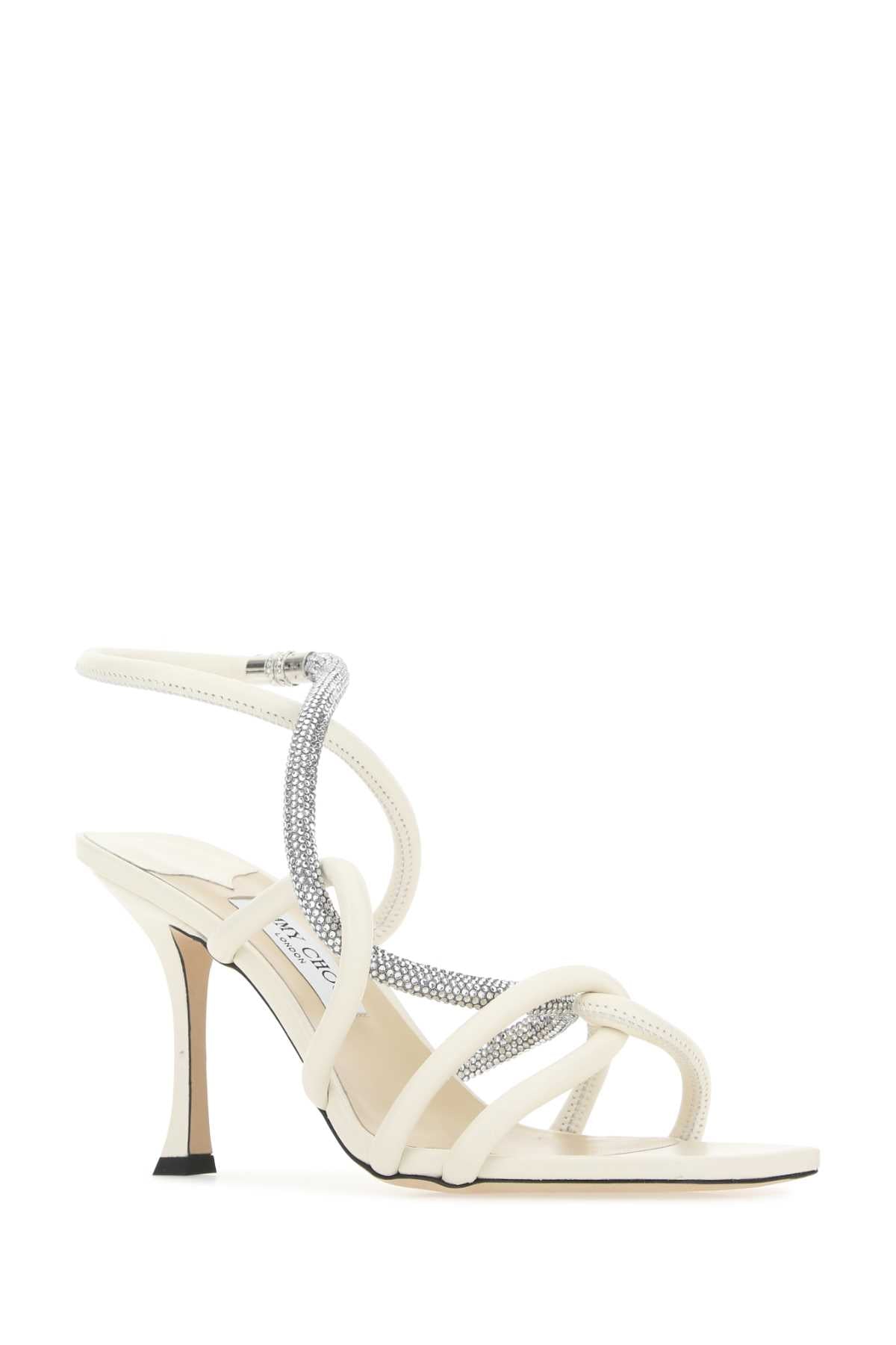 JIMMY CHOO Ivory Leather Lonnie 90 Sandals