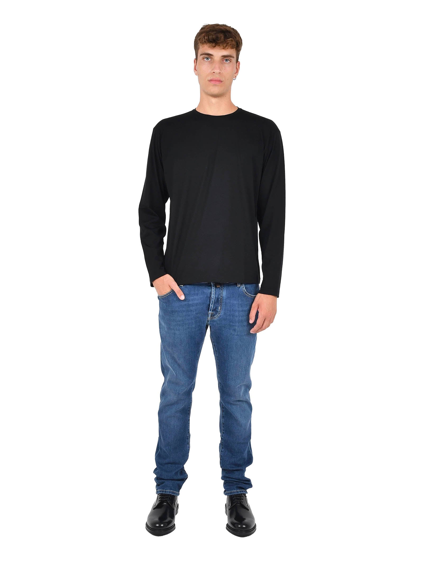 LOW BRAND Regular Fit Long-Sleeved Crewneck T-Shirt for Men