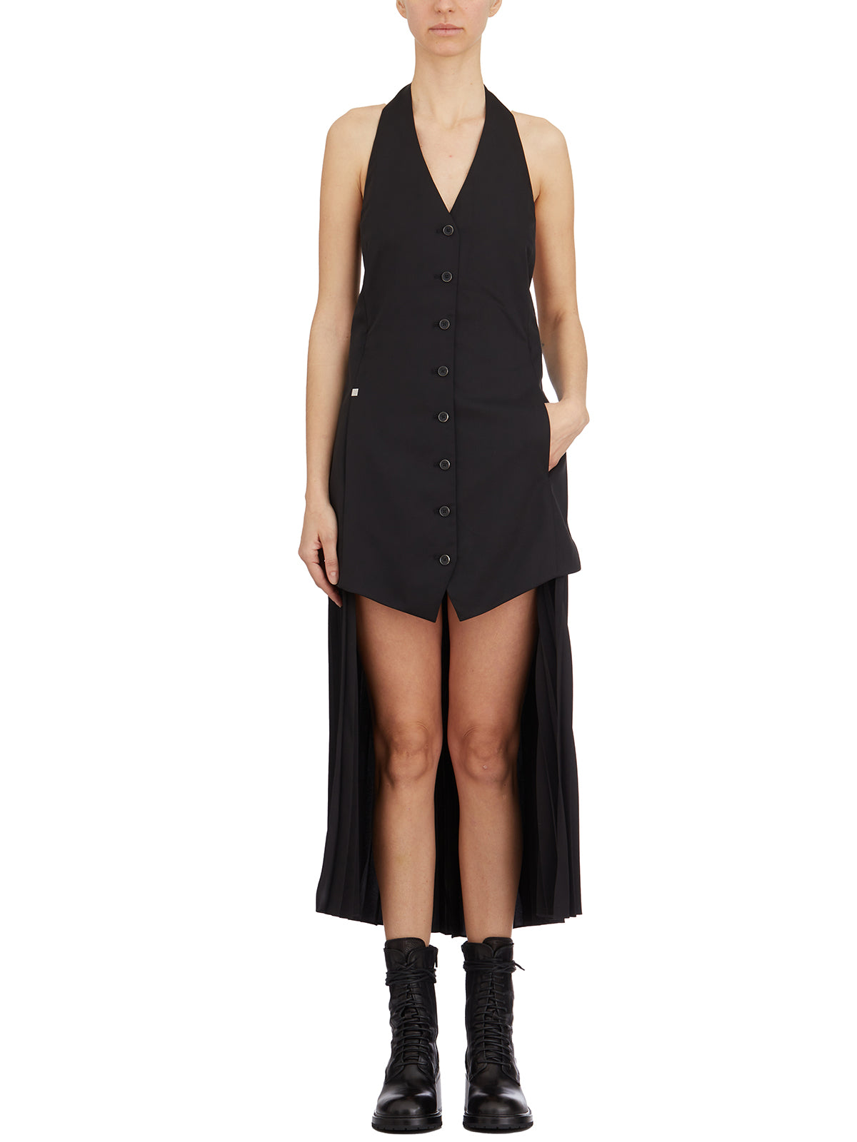 HELMUT LANG Sleeveless Mini Vest Dress with Pleated Back - Size S