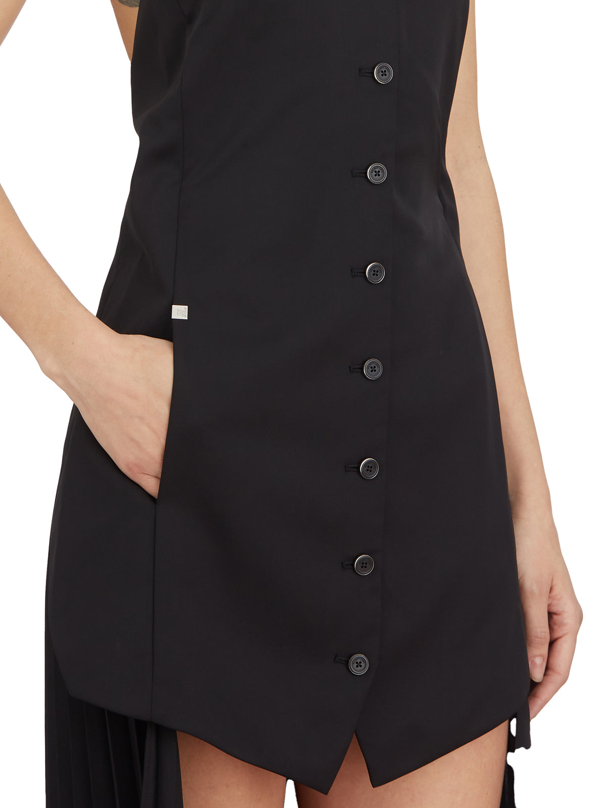 HELMUT LANG Sleeveless Mini Vest Dress with Pleated Back - Size S