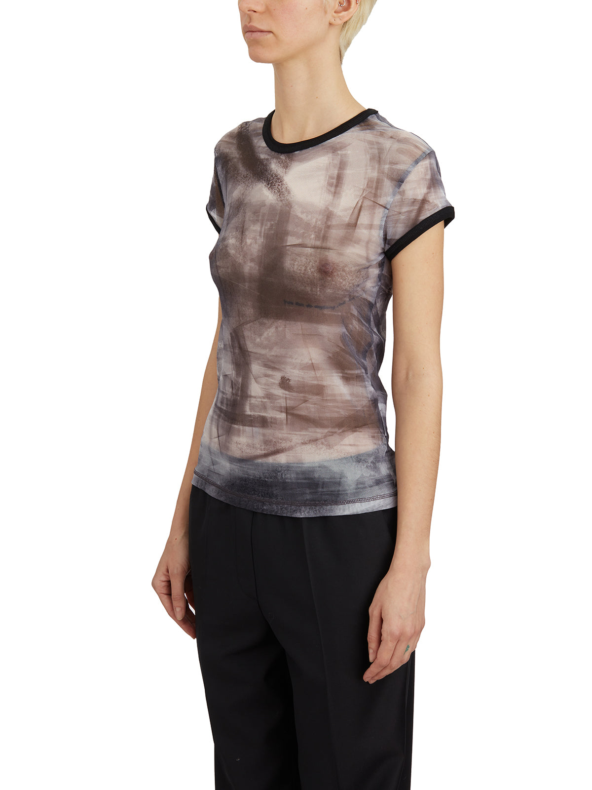 HELMUT LANG Painted Mesh Crewneck T-Shirt - Size S