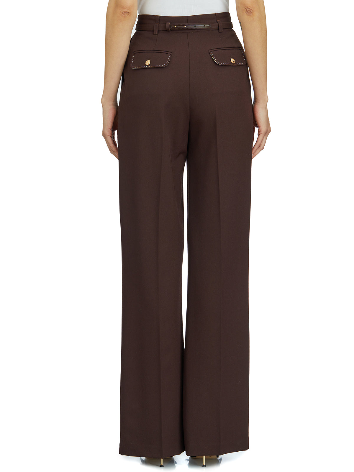 ELISABETTA FRANCHI Cool Wool Trousers with Belt Size 40