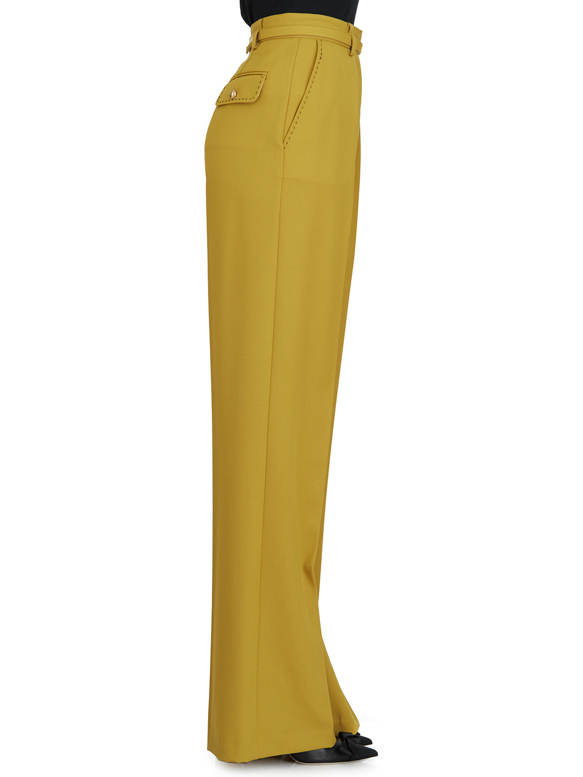 ELISABETTA FRANCHI Chic Cool Wool Trousers with Belt - Size 40