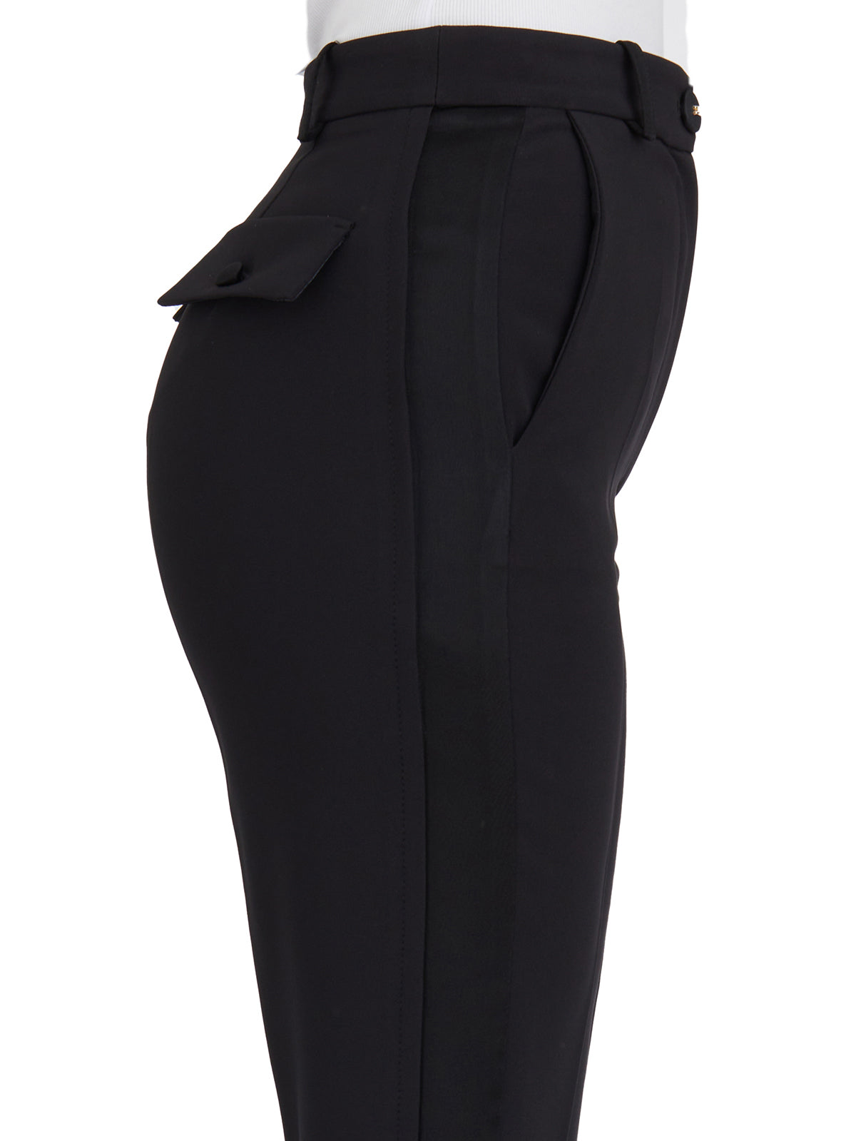 ELISABETTA FRANCHI Tuxedo Pants with Satin Bands - 95 cm Length for Size 40