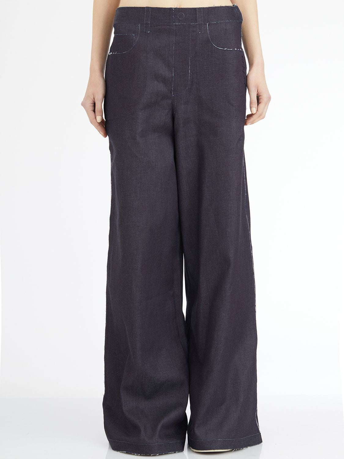 MARNI Women's Low-Rise Wide Leg Stretch Denim Trousers
