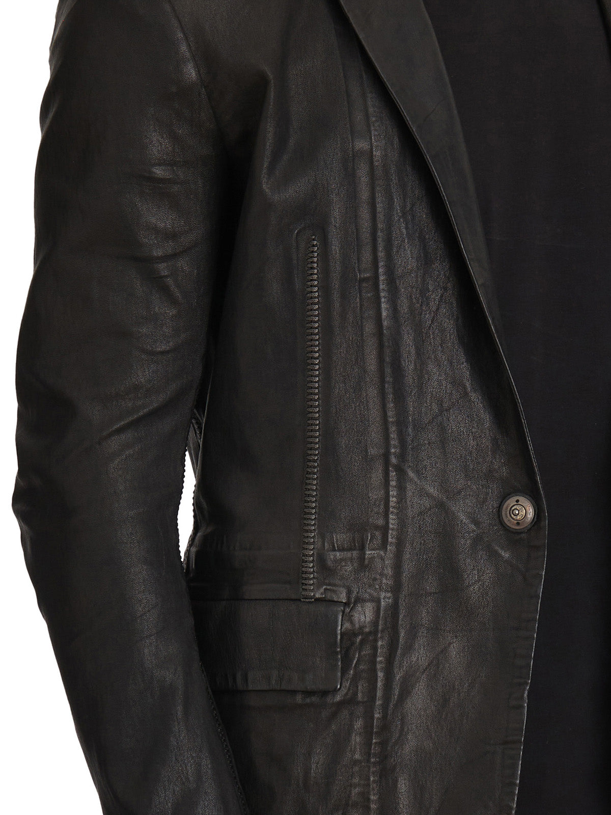 ISAAC SELLAM Men's One Button Leather Blazer - Size M