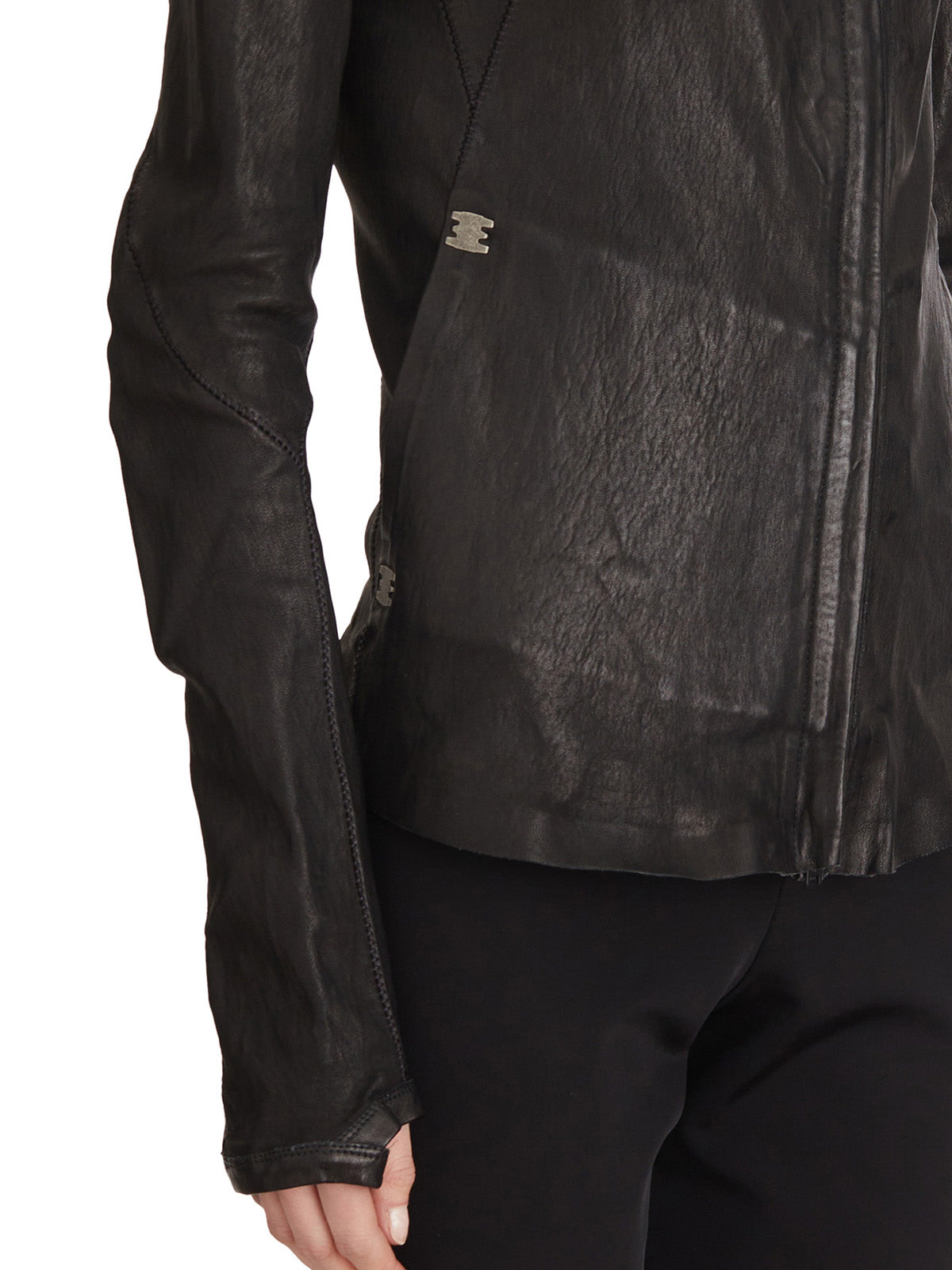 ISAAC SELLAM High Neck Leather Jacket - Size 38