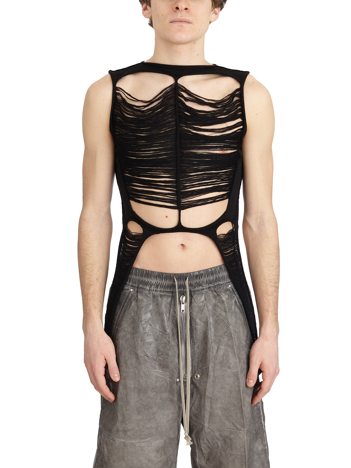 RICK OWENS Slim Fit Mesh Tank Top - Size M