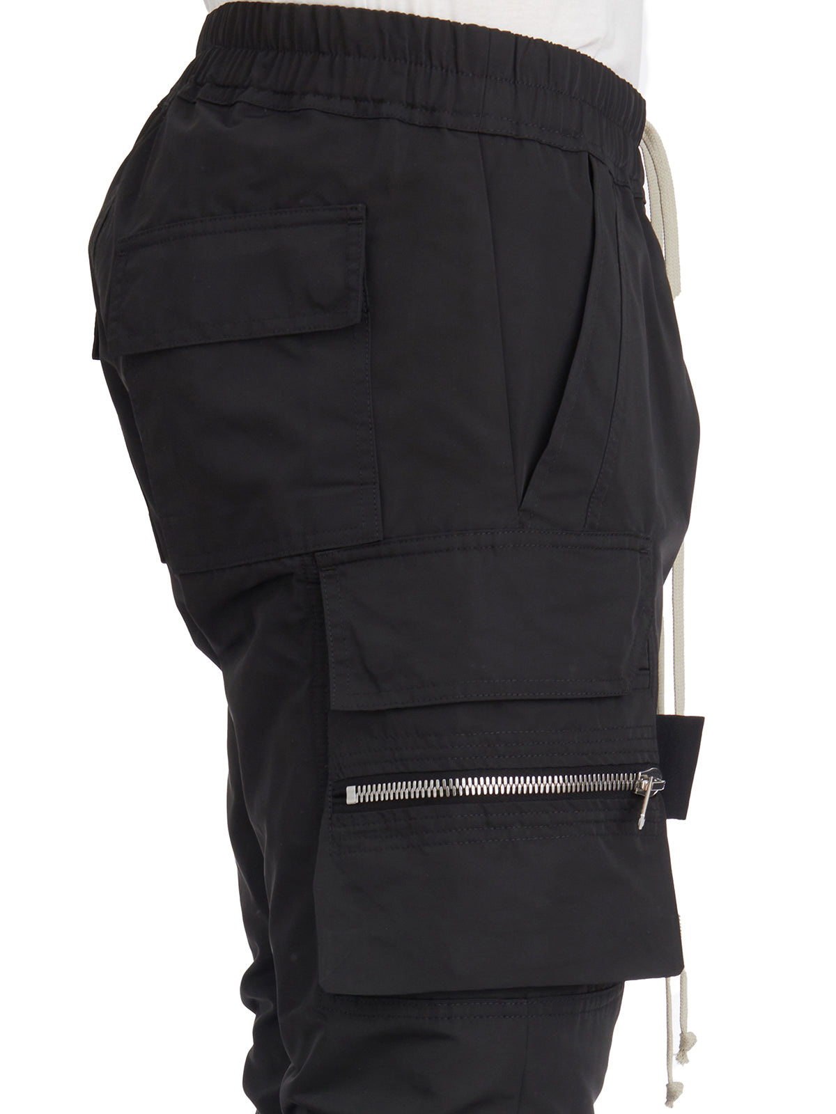 RICK OWENS Men's Mini Cargo Trousers with Elastic Waist - Size 48