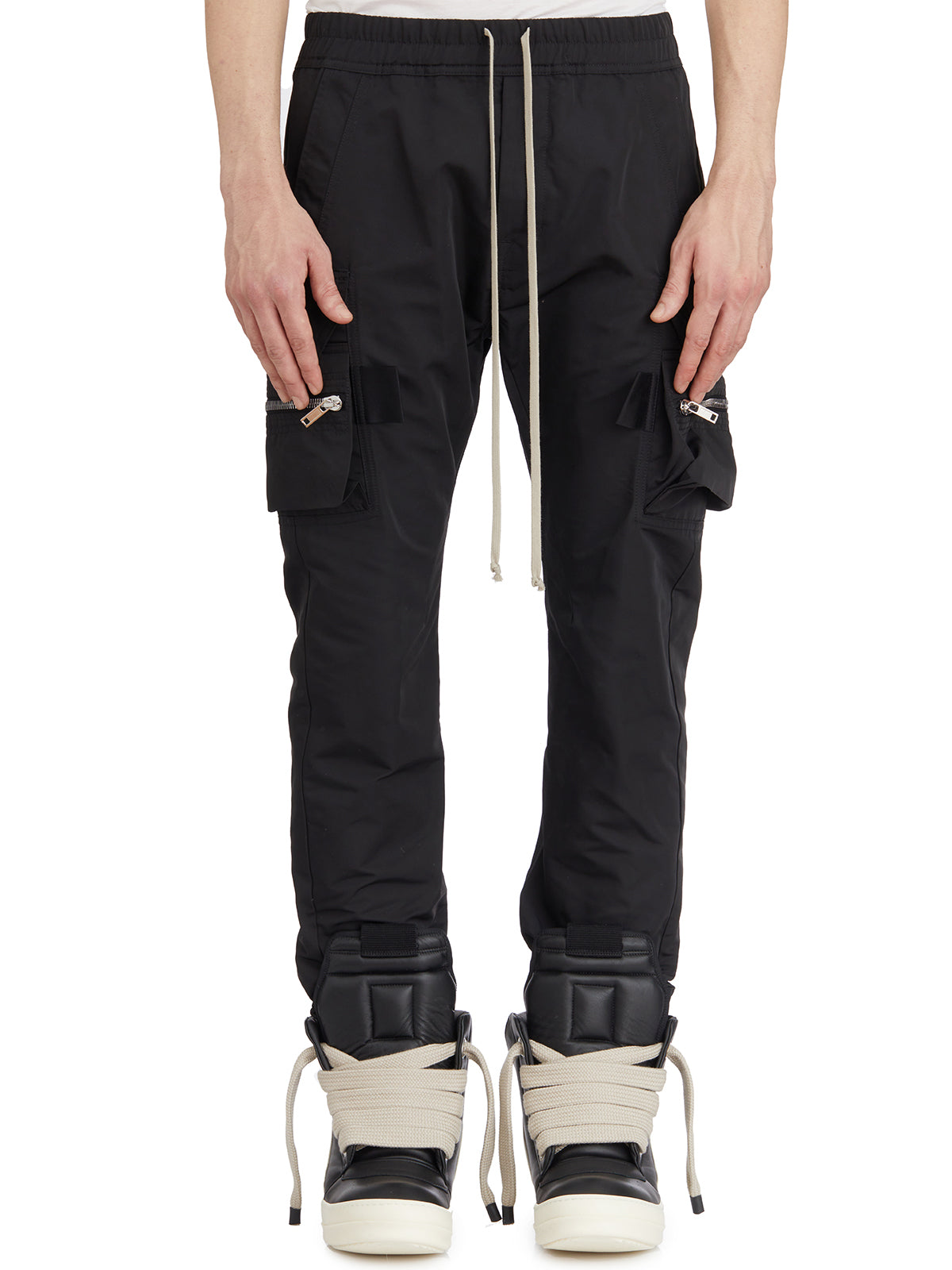 RICK OWENS Men's Mini Cargo Trousers with Elastic Waist - Size 48