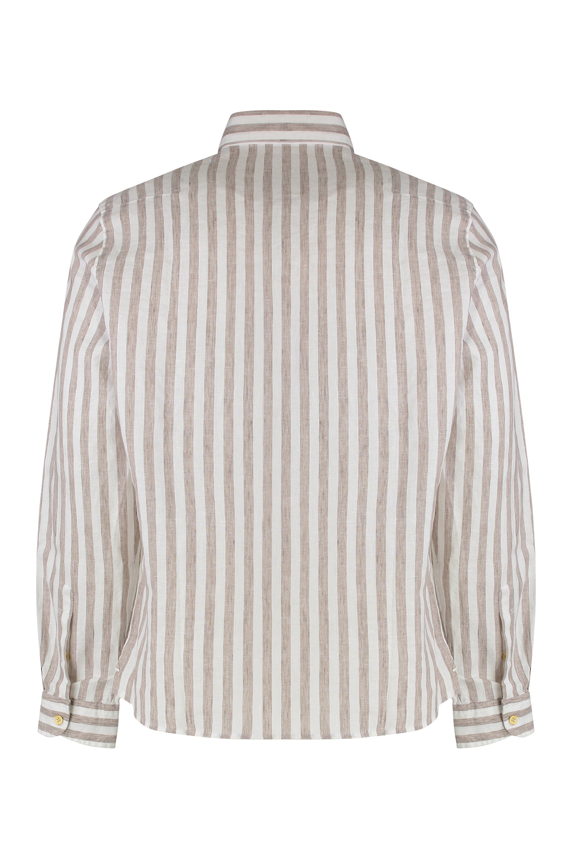 SONRISA Classic Striped Linen Shirt with Rounded Hem