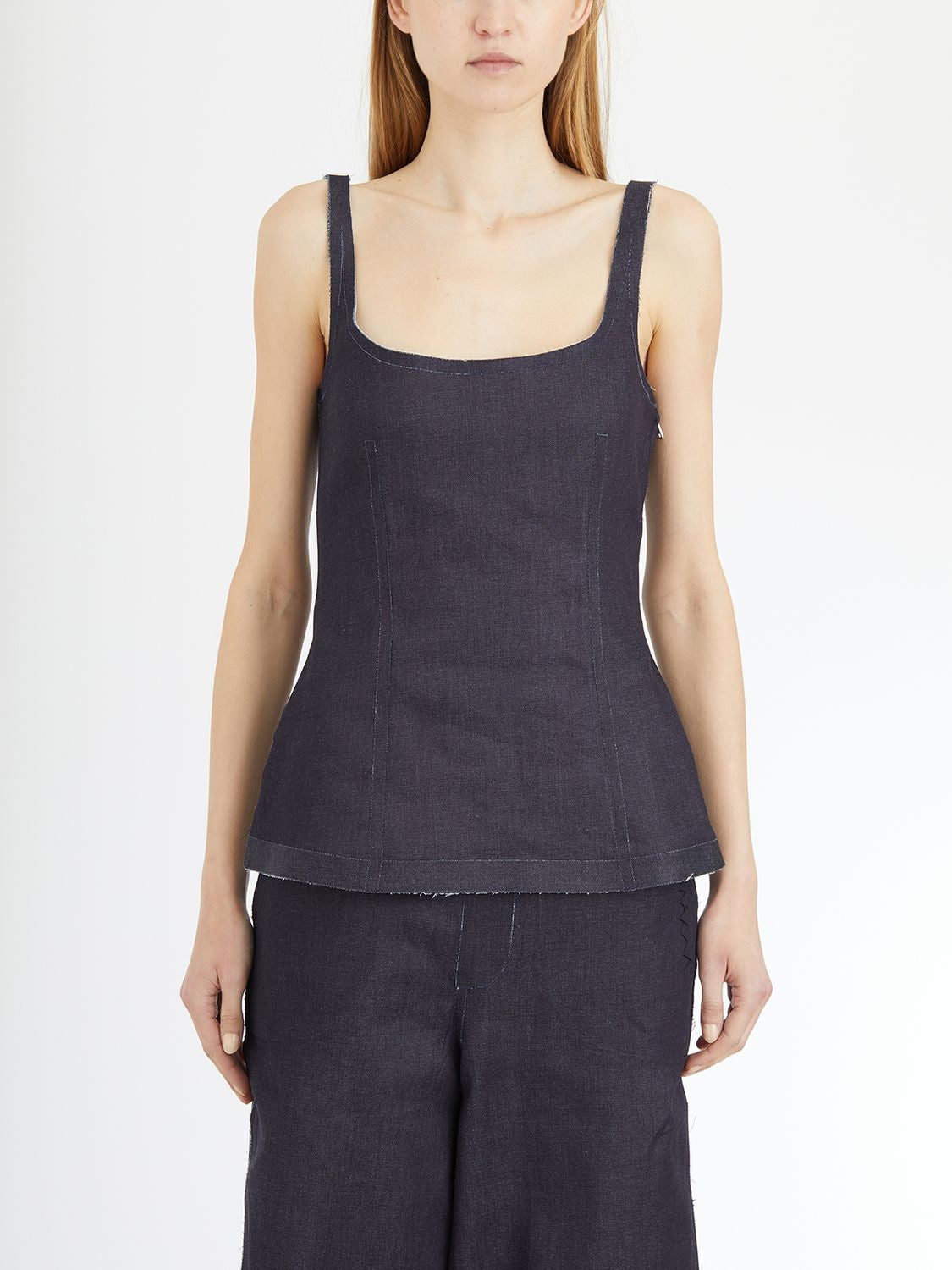 MARNI Shaped Denim Top with Low Neckline for Women (SS25)