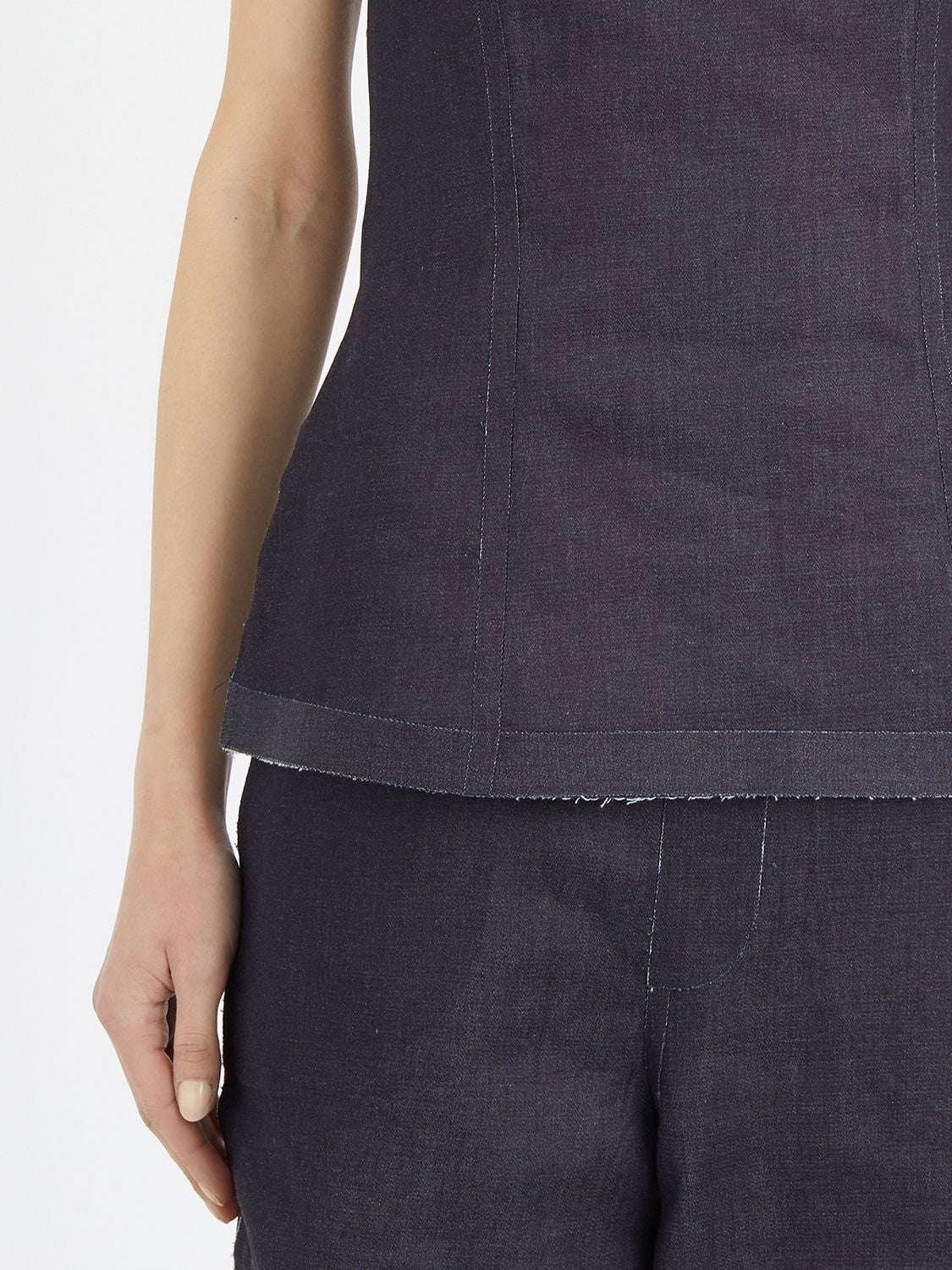 MARNI Shaped Denim Top with Low Neckline for Women (SS25)