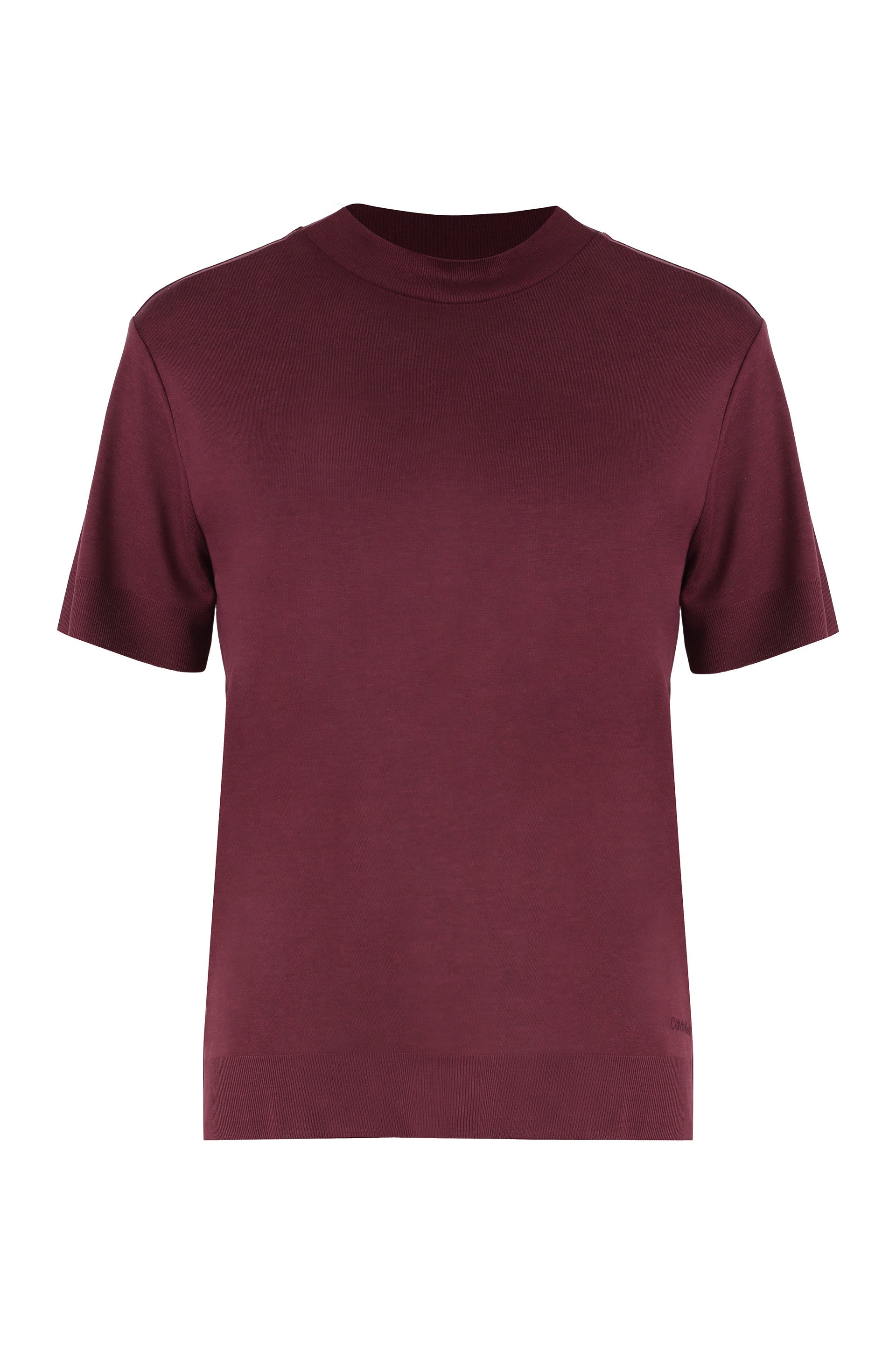 CALVIN KLEIN Cotton Blend T-Shirt with Ribbed Edges