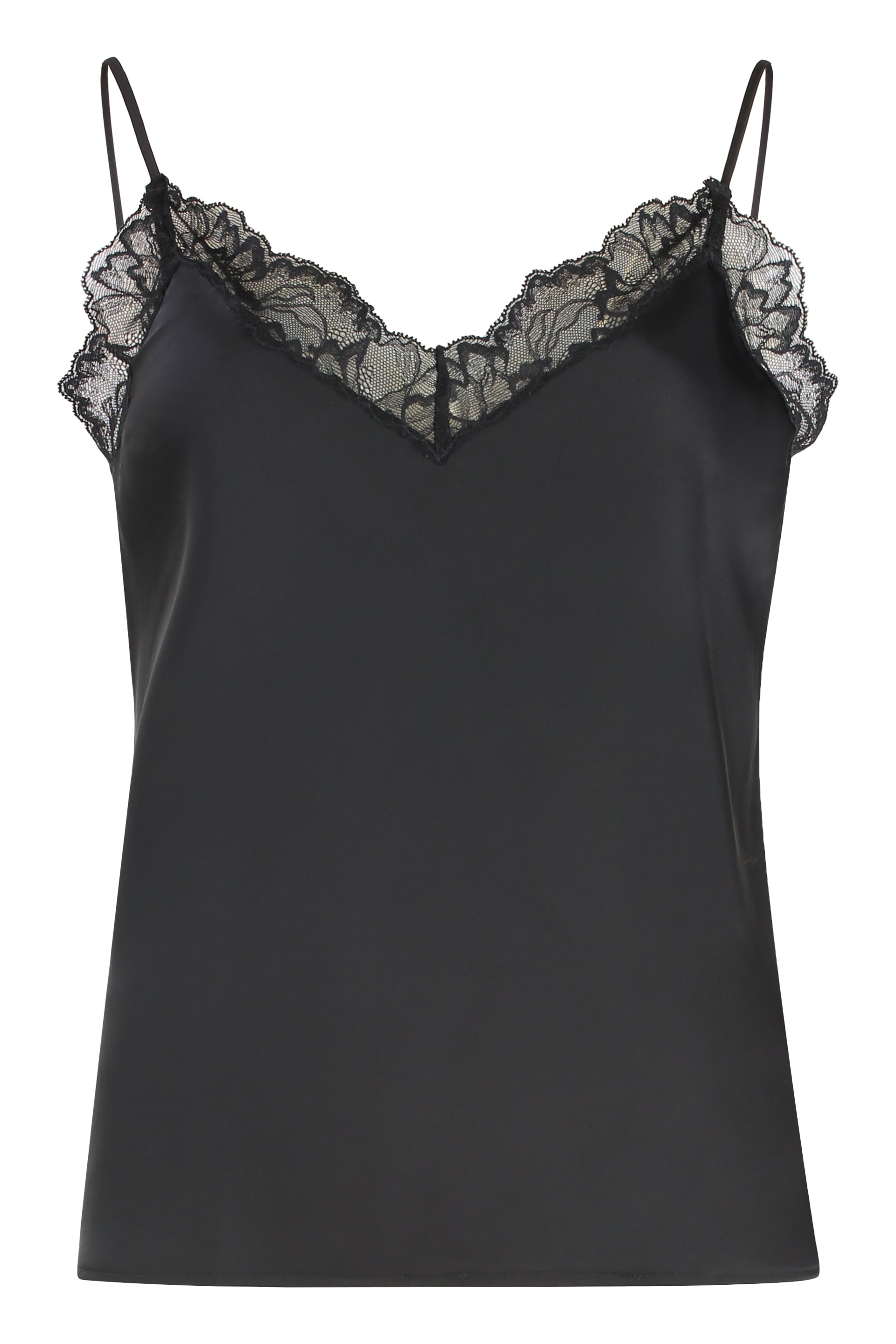 CALVIN KLEIN Satin Tank Top with Lace Inserts