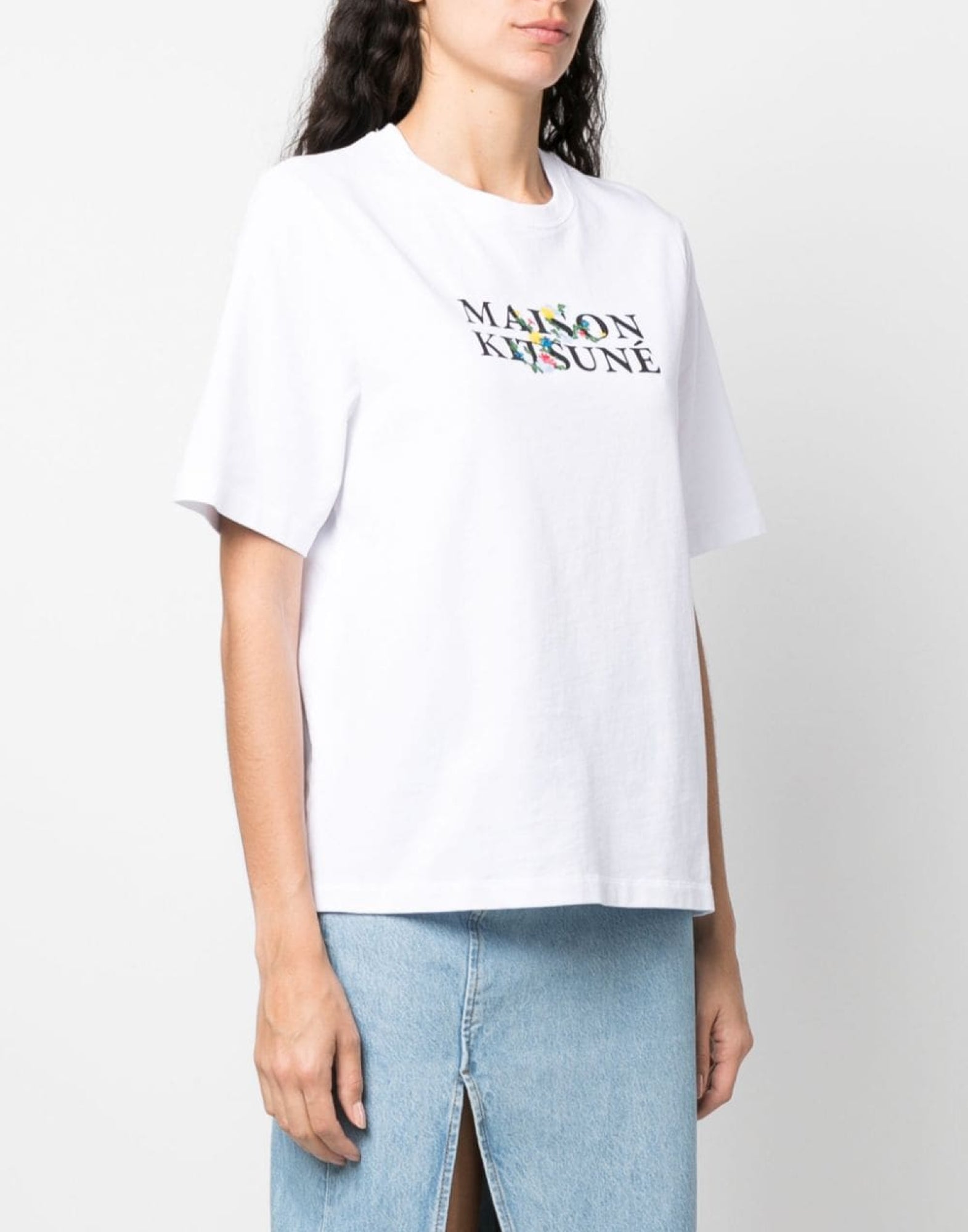 MAISON KITSUNÉ Classic Logo T-Shirt with Floral Print for Women