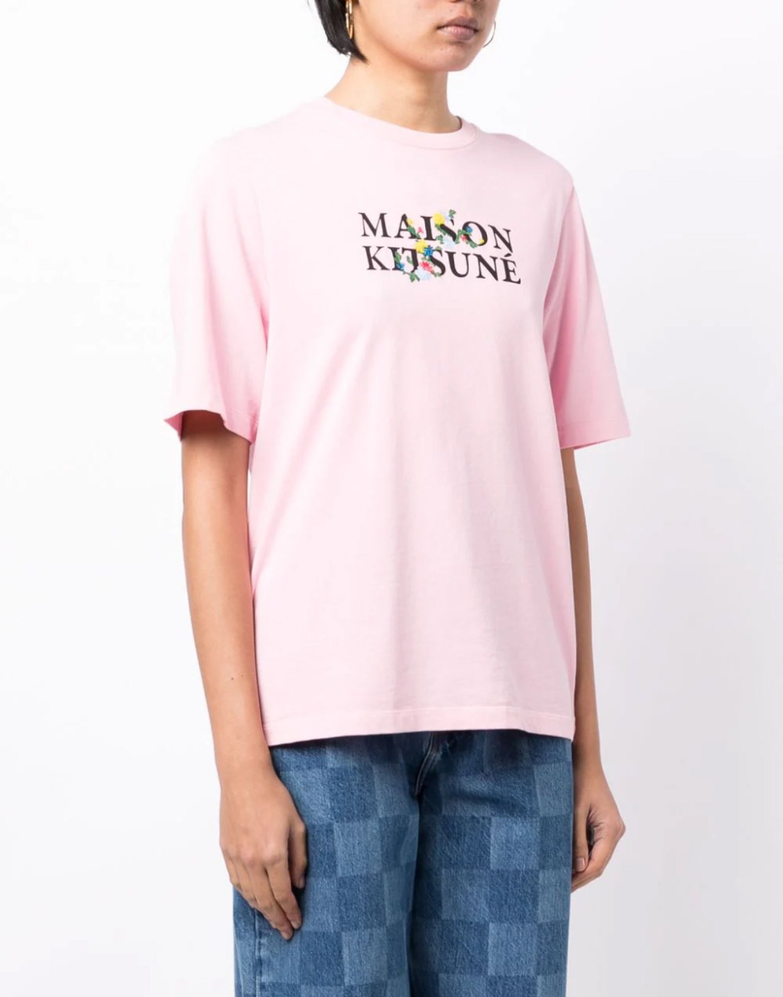 MAISON KITSUNÉ Flower Print Classic Logo T-Shirt - Short Sleeve