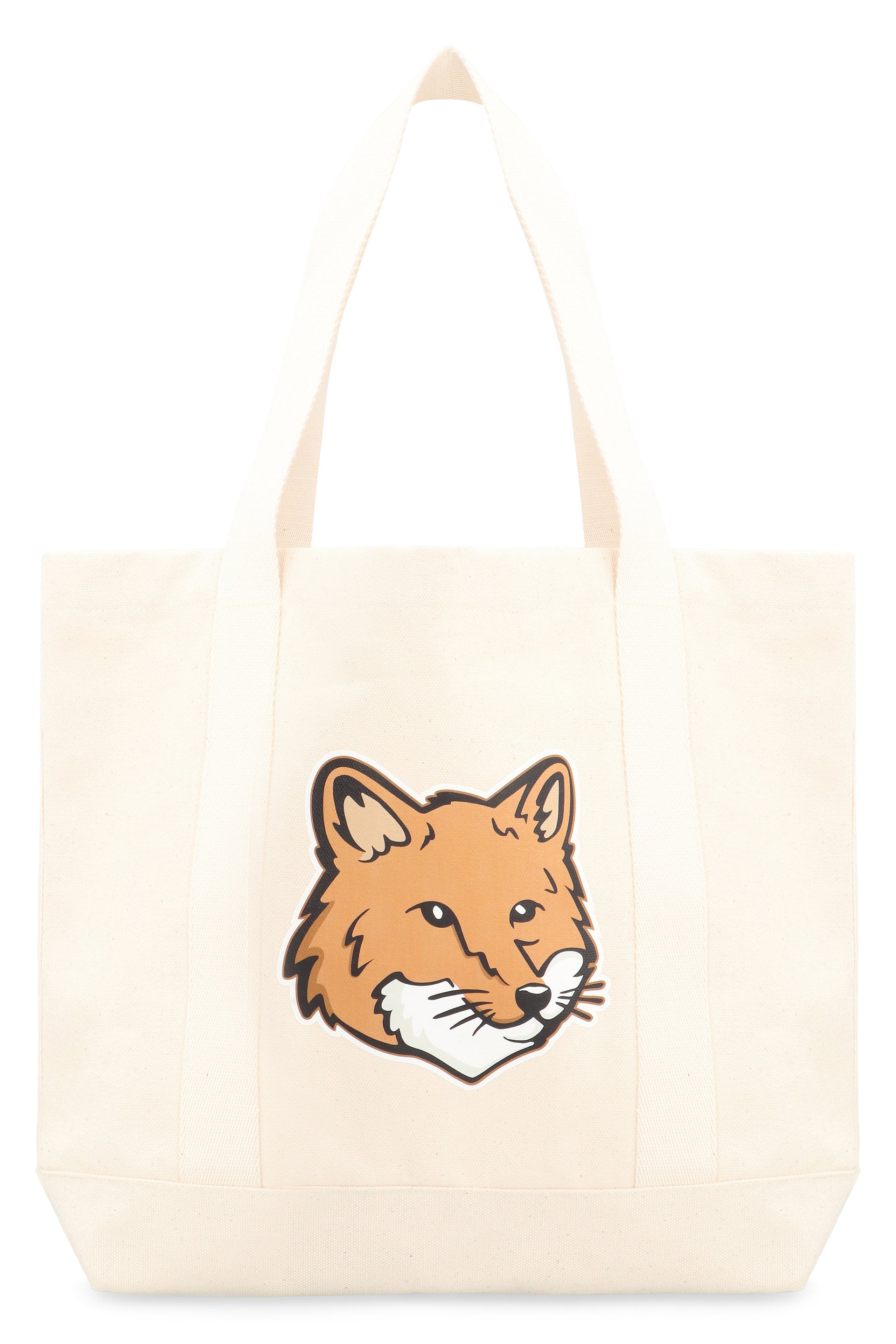 MAISON KITSUNÉ Fox Head Canvas Shopping Handbag