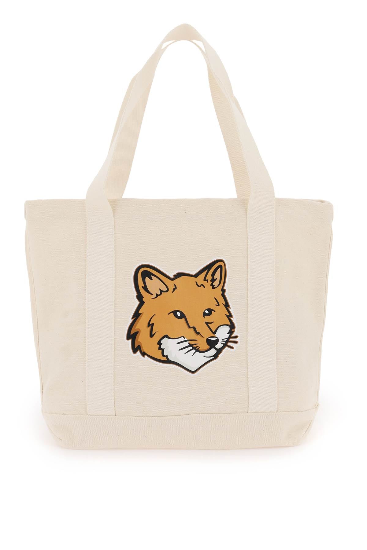 MAISON KITSUNÉ Fox Head Canvas Shopping Handbag