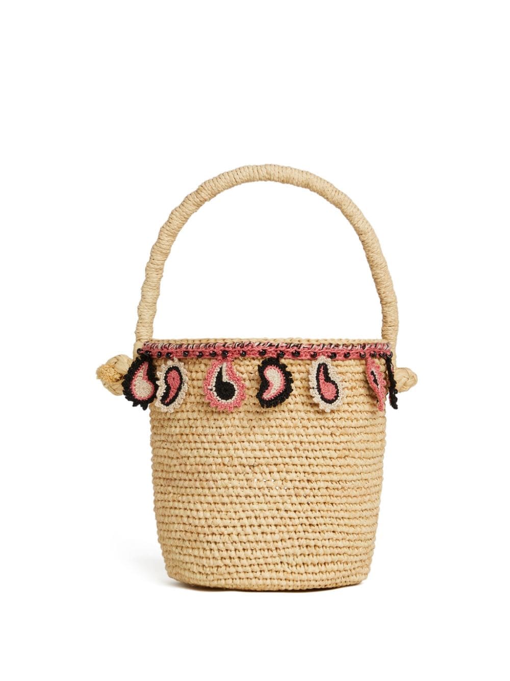 ALANUI Paisley Raffia Bucket Handbag
