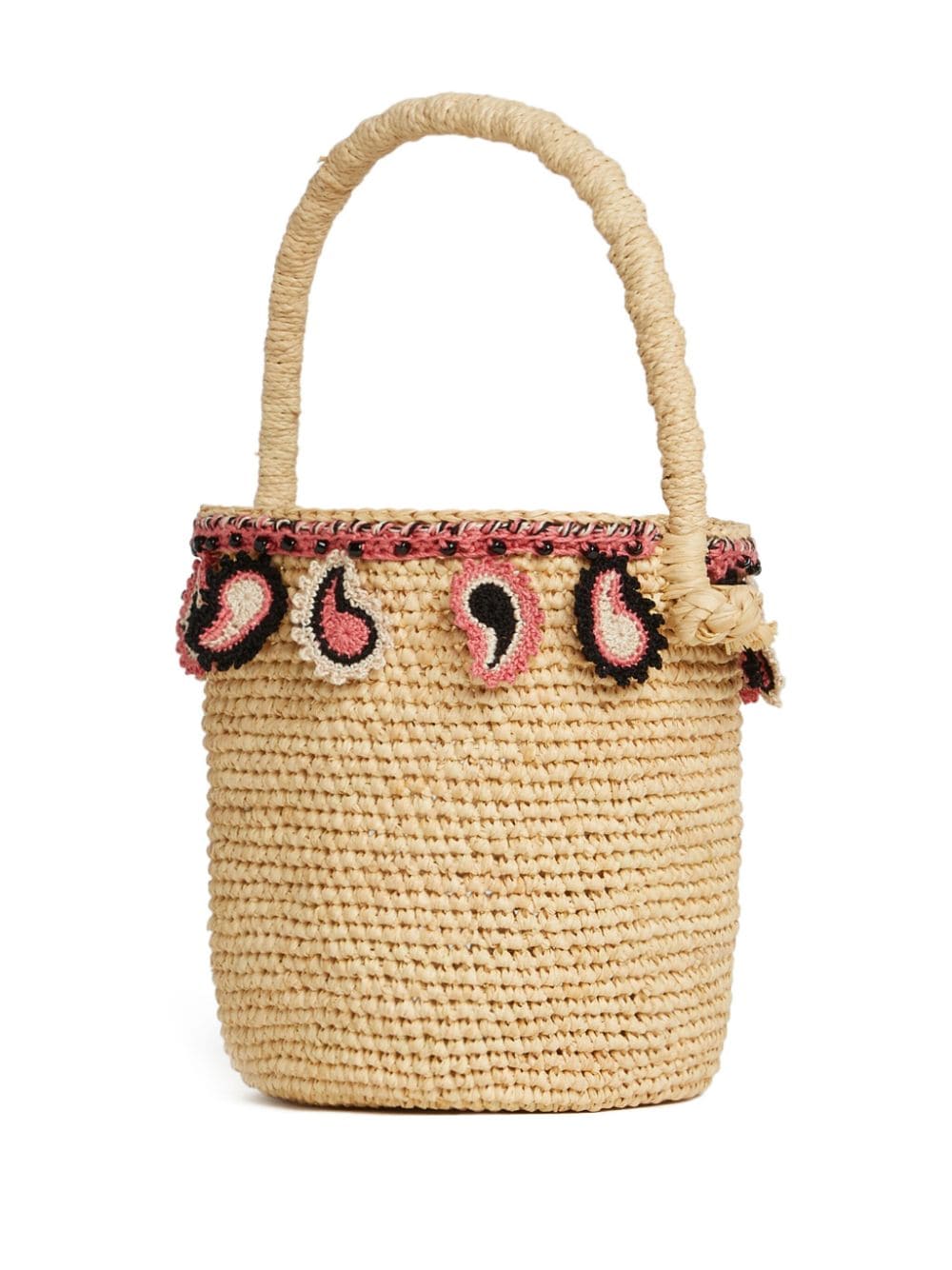 ALANUI Paisley Raffia Bucket Handbag